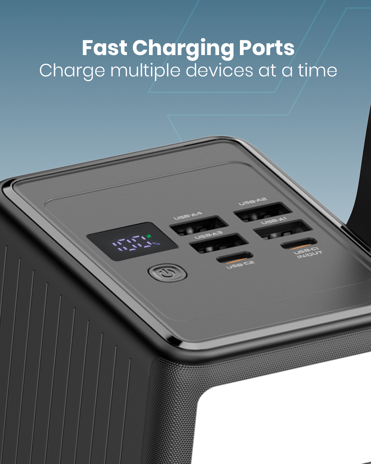 Moxedo Lite Multi-Port 70,000 mAh PD 20W Mini Power Station Fast Charging 2 USB-C / 4 USB-A Ports Portable with Built-in LED Flash Light and Lanyard