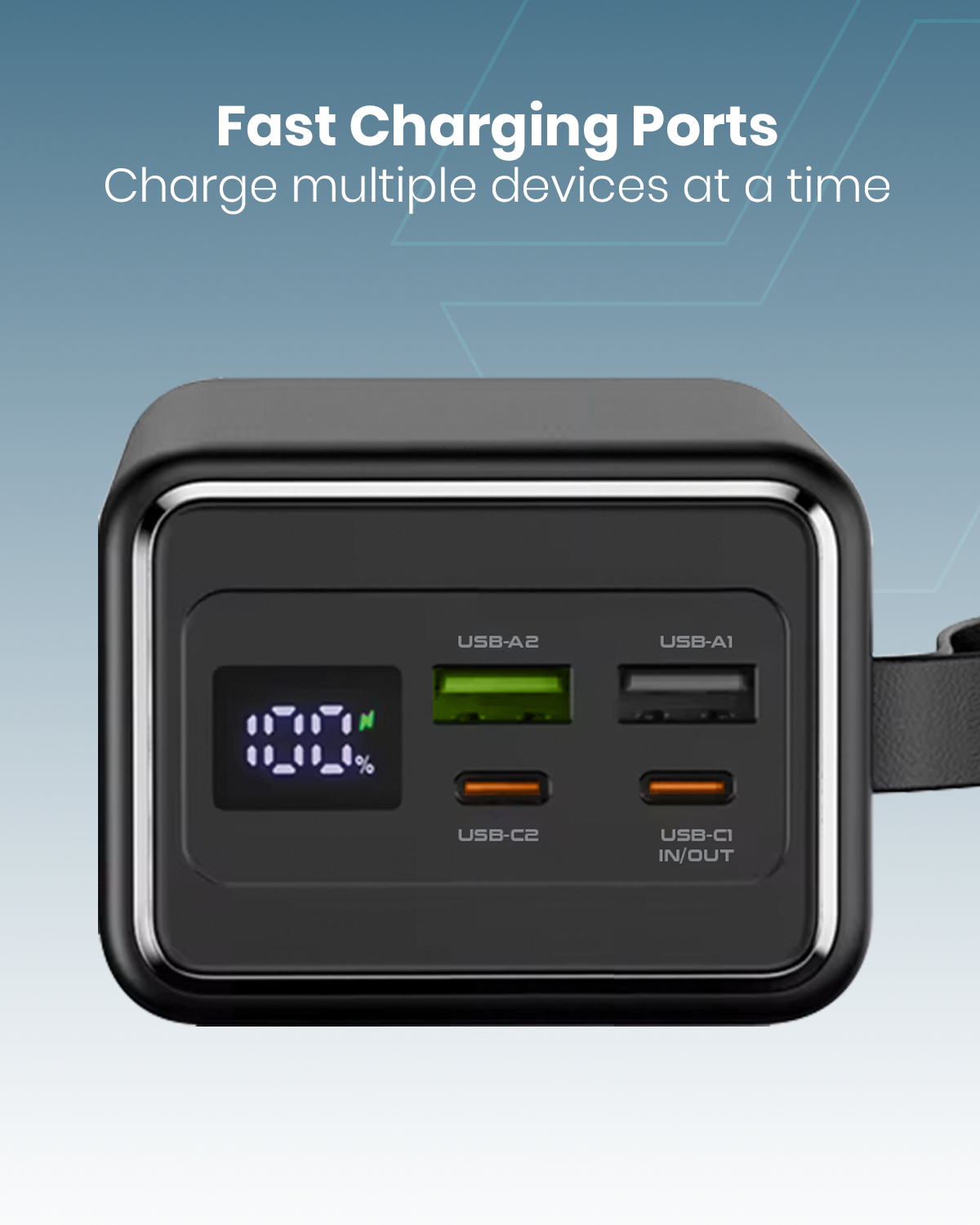 Moxedo Lite Multi-Port 50,000 mAh PD 20W Mini Power Station Fast Charging 2 USB-C / 2 USB-A Ports Portable with Built-in LED Flash Light and Lanyard