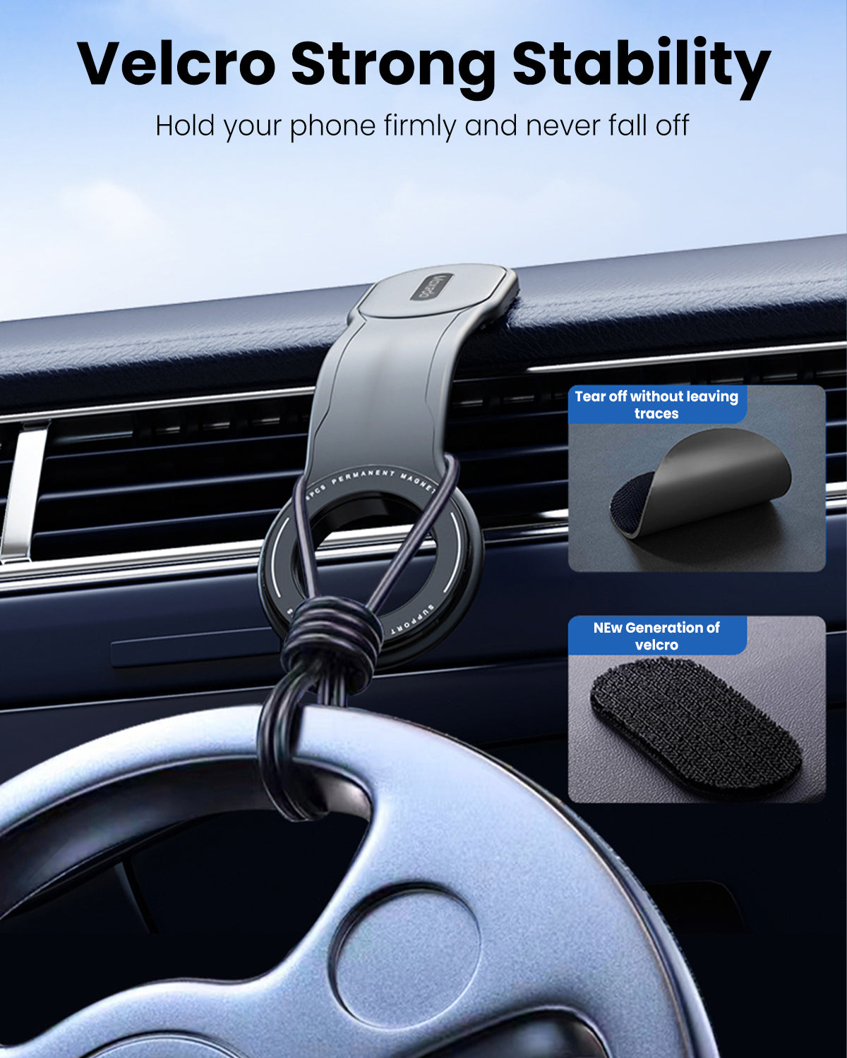 Moxedo Magnetic Car Mount Phone Holder Flexible Bendable Titanium Alloy Phone Holder, Strong Magnetic One Hand Operation