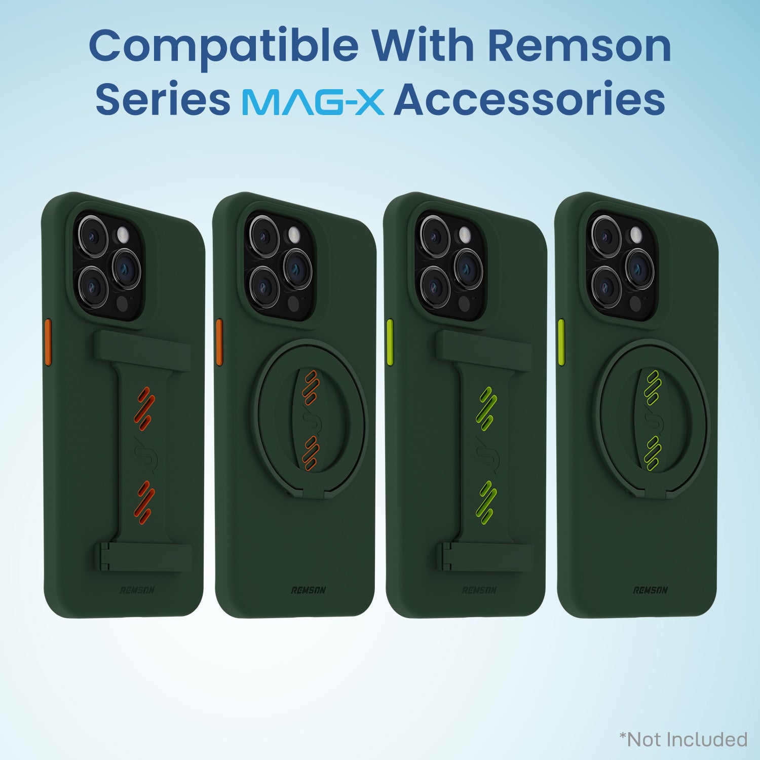 Remson Mag-X Magnetic Hybrid Protective Silicone Case Military Grade Protection Compatible For iPhone 14 Pro - Green