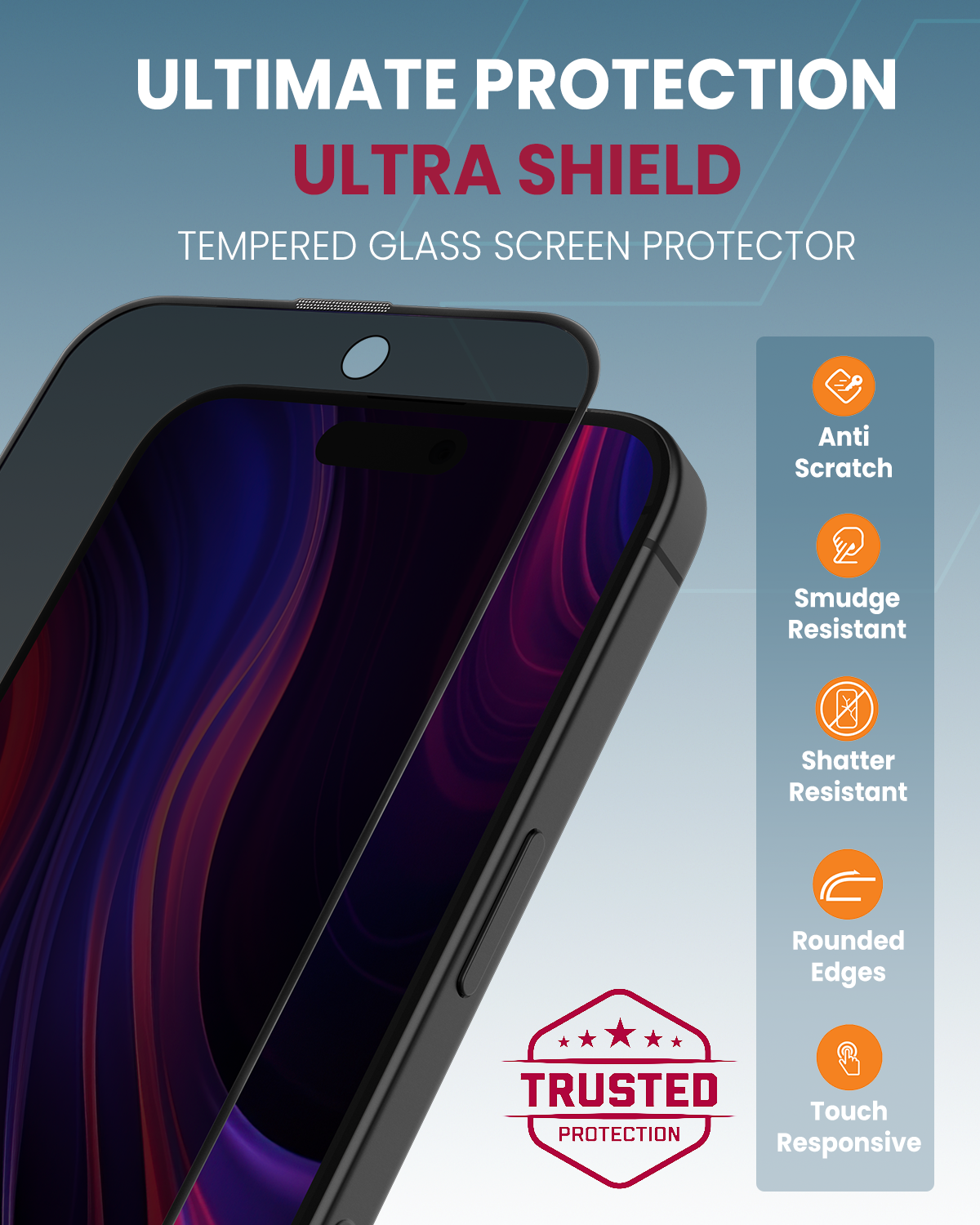 Moxedo Ultra Shield Tempered Glass Screen Protector Privacy 9H Hardness Full Coverage Anti-Spy Protection with Auto-Align Easy Applicator (iPhone 16 6.1")