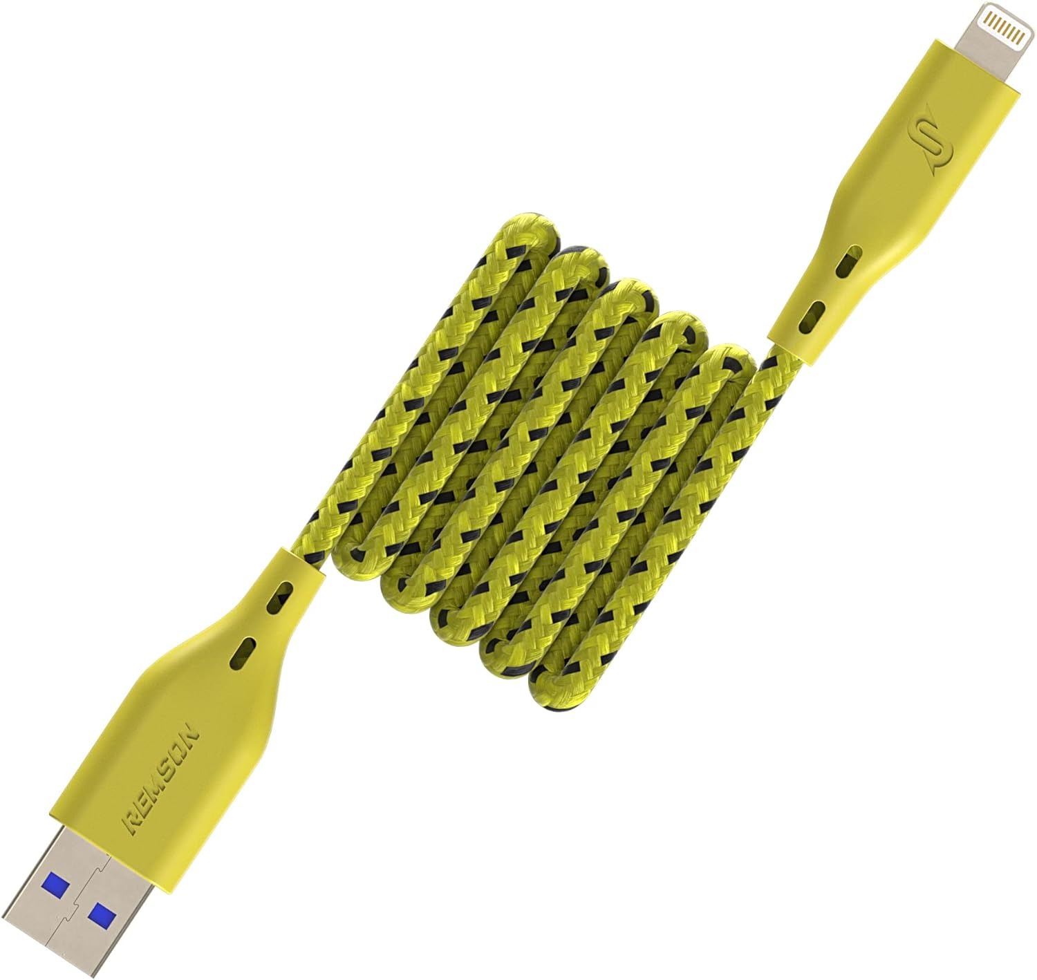 【Apple MFi Certified】Remson Rapid-Link Nylon Braided Cable USB-A to Lightning Cable PD Fast Charge & Data Sync Compatible with iPhone 13 Pro/13 Pro Max/ 12/12 Pro Max/SE/XS Max (Yellow, 2 Meter)