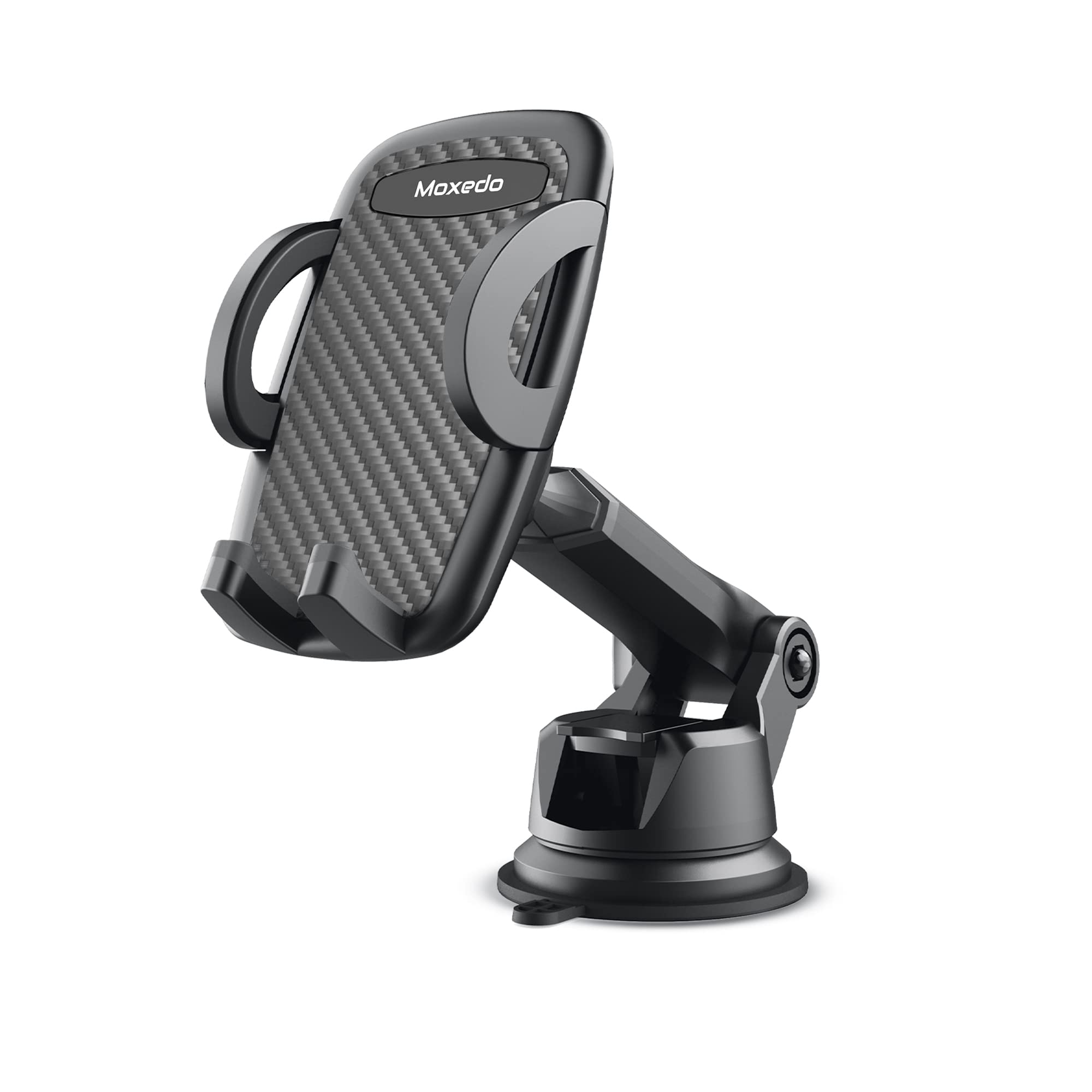 Moxedo Car Mount Phone Holder Adjustable Telescopic Arm Windshield/Dashboard 360 Rotation Suction Cup - Black