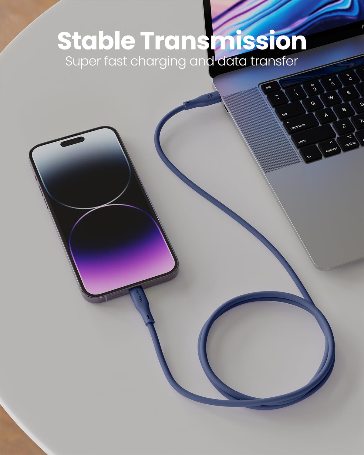 Moxedo CavoX Pro USB-C to Lightning Silicone Cable 27W PD Fast Charge and Data Sync 2.0m (Blue)