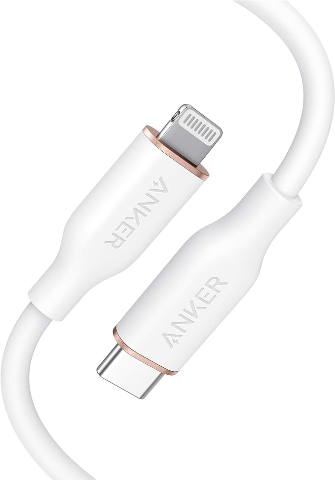 كابل Anker PowerLine III Flow، USB C إلى Lightning (3 أقدام/0.9 متر) - أبيض 