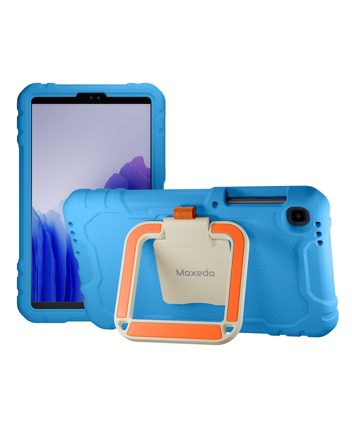 Moxedo Rugged Protective EVA Foam Silicone Kids Case Cover, Shockproof Foldable 360 Rotatable Stand Handle Grip with Pencil Holder for Galaxy Tab A7 Lite 8.7-inch