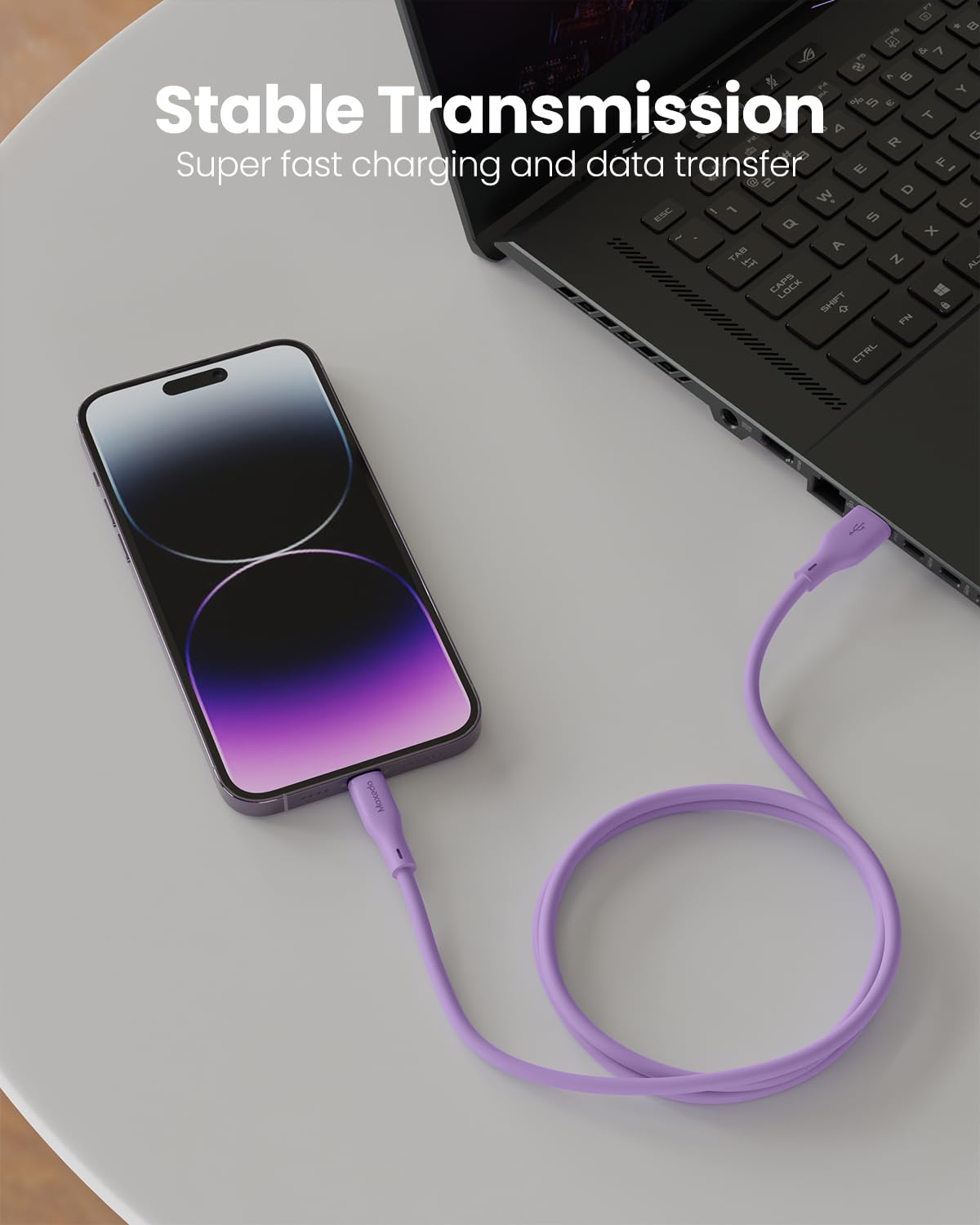 Moxedo CavoX Pro USB-A to Lightning Silicone Cable 2.4A Fast Charge and Data Sync 1.2m (Purple)