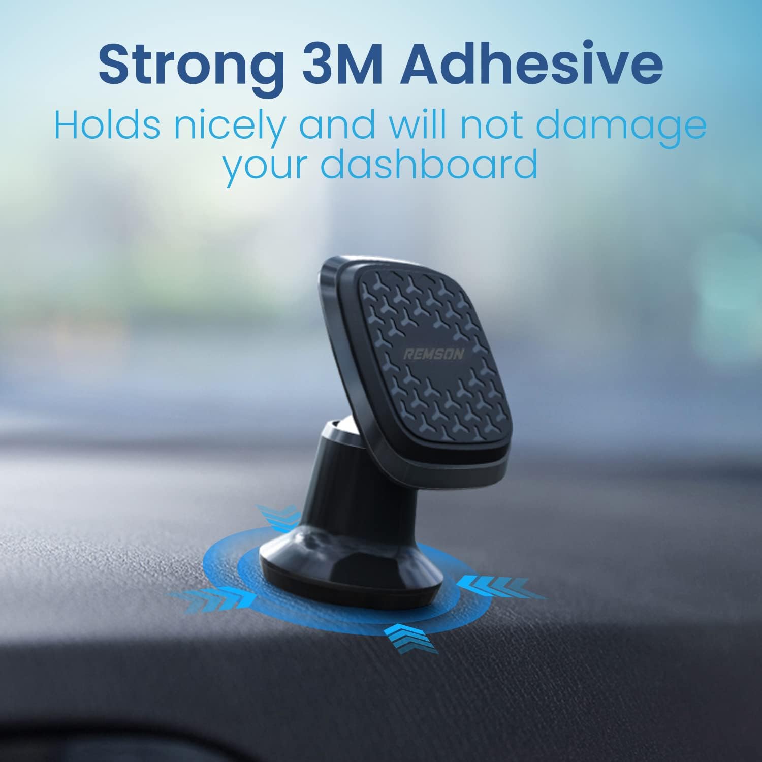 Remson Magnetic Car Phone Holder Universal Stick On 360 Rotation For Dashboard Cell Phone Holder