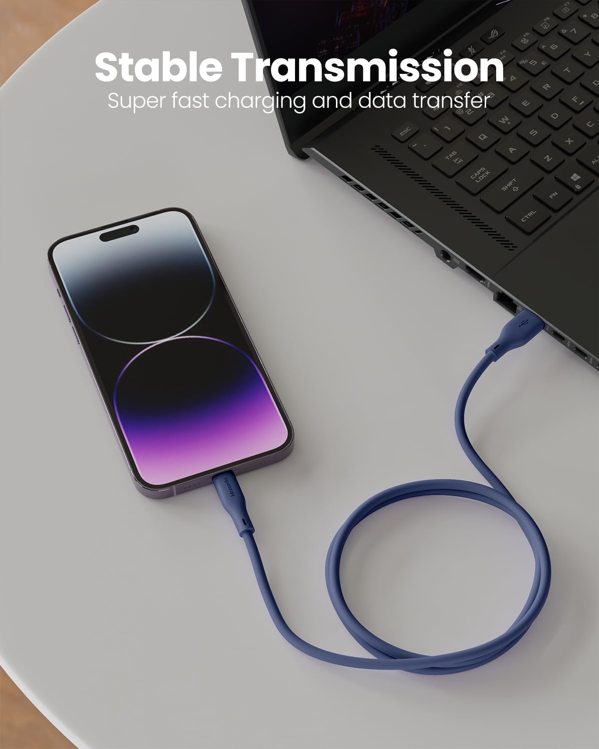 Moxedo CavoX Pro USB-A to Lightning Silicone Cable 2.4A Fast Charge and Data Sync 1.2m (Blue)