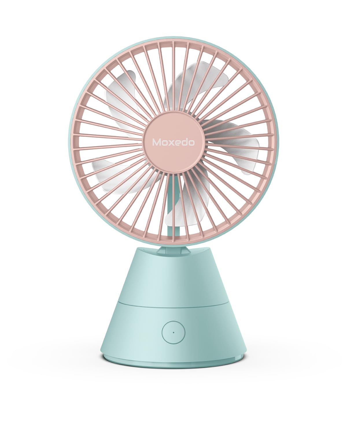 Moxedo Mini Portable Fan Desktop,5 Blades Strong Wind,3 Adjustable Speed Auto Rotation,USB Rechargeable Battery with Solid Fragrance Pad - Blue