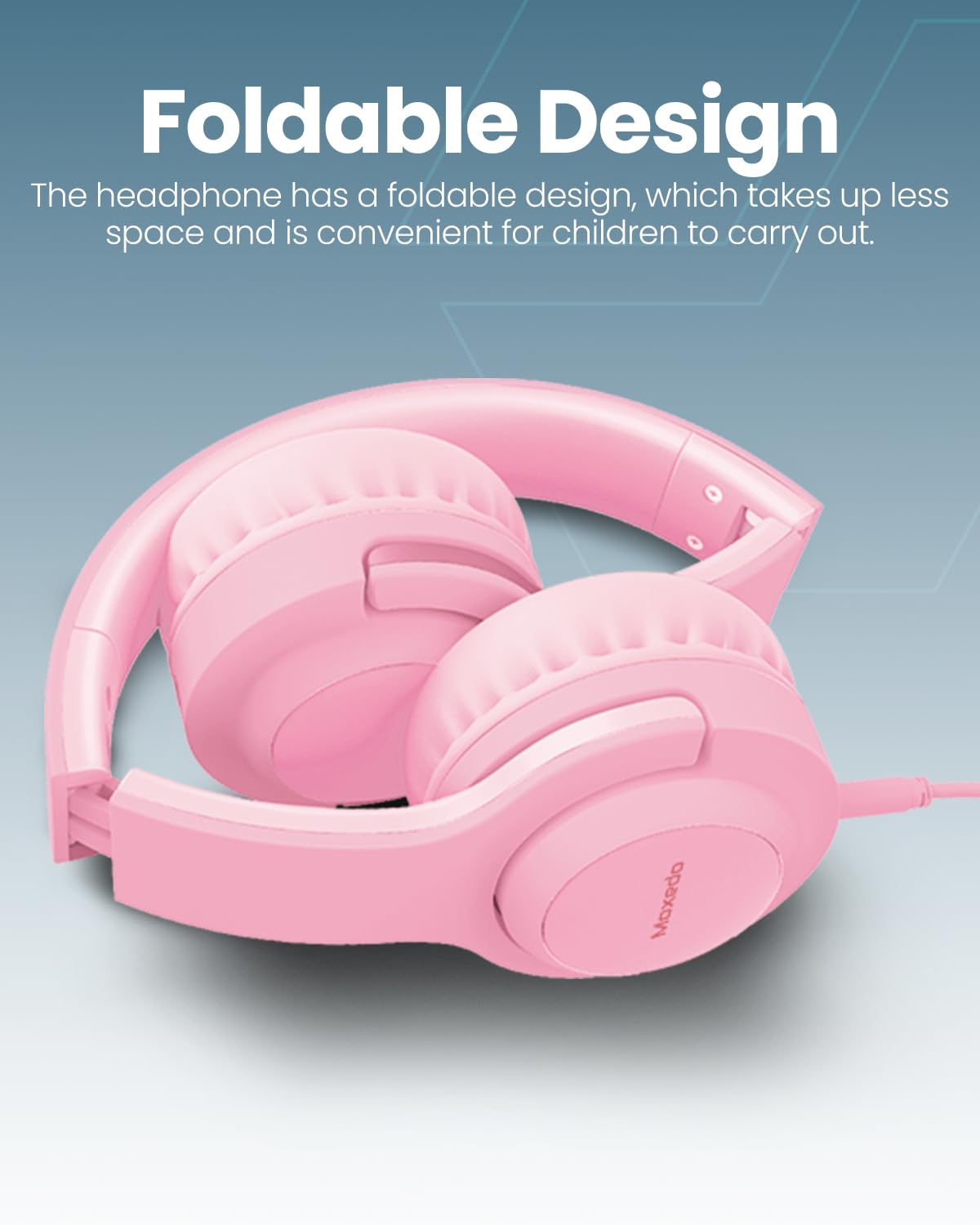 Moxedo Tiny Tunes Wired On-Ear Headphone with In-Line Remote Built-in Microphone Adjustable Foldable Design Stereo Headphone 93d - Pink