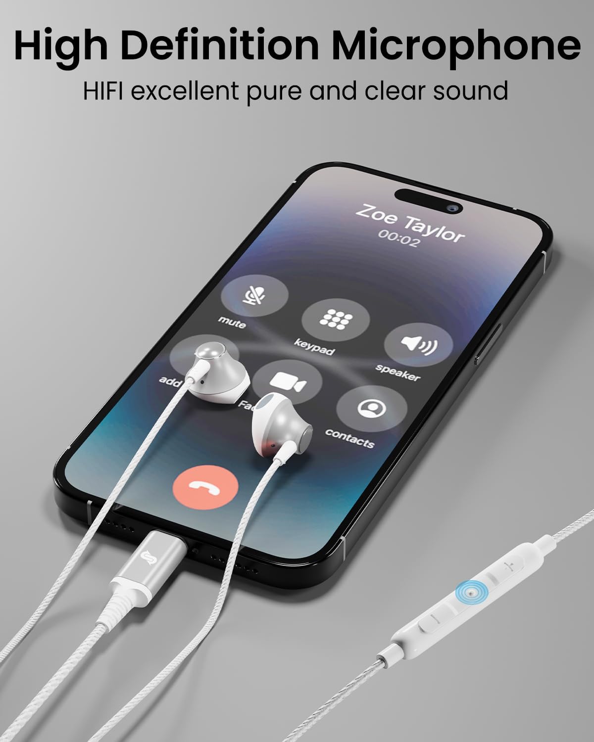 [Apple MFi Certified] Remson Wired Mono Stereo Earphone MFi Lightning Connector Headphone/Earphone/Earbud Hi-Fi with In-Line Remote - White