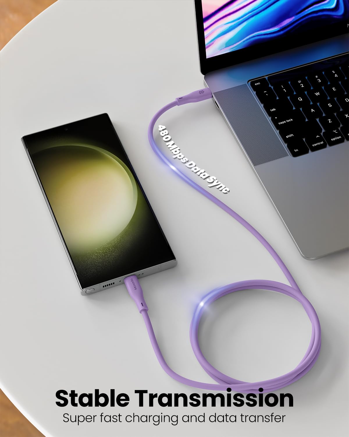 Moxedo CavoX Pro USB-C to USB-C Silicone Cable 60W PD Fast Charge and Data Sync 1.2m (Purple)