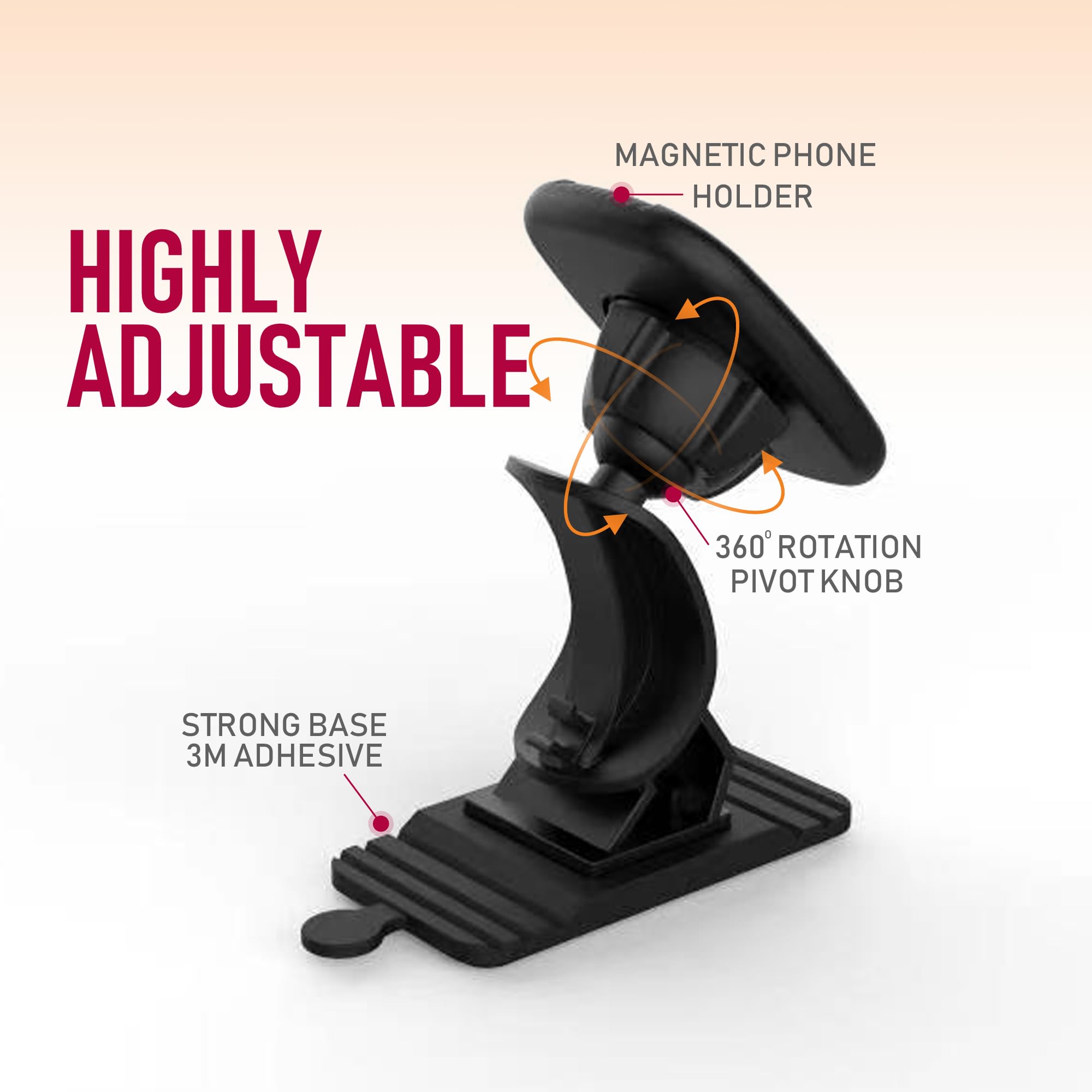 Moxedo Magnetic Car Mount Dash Phone Holder 360° Rotation One Hand Operation