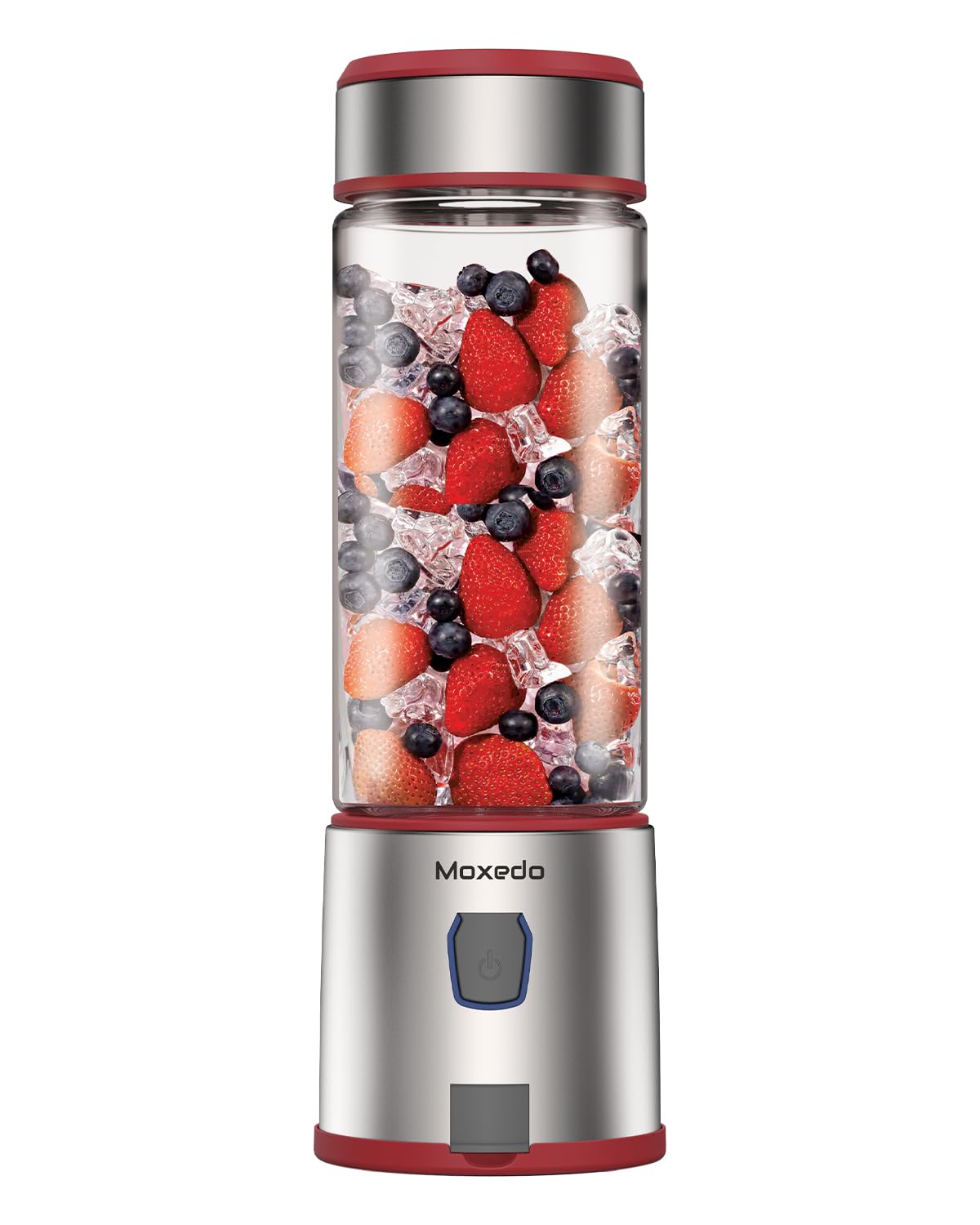 Moxedo Portable Juicer Blender USB Rechargeable 6 Stainless Steel Blades 15oz BPA Free Handheld Personal Mini Blender for Shake and Smoothies - Red