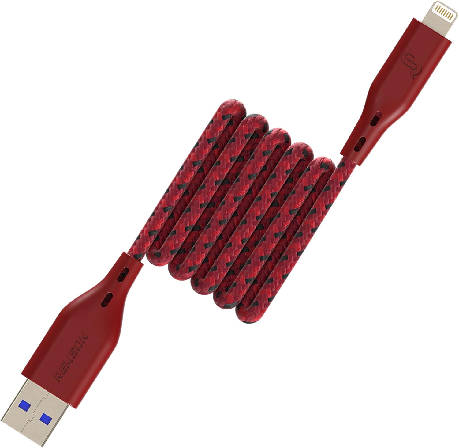 【Apple MFi Certified】Remson Rapid-Link Nylon Braided Cable USB-A to Lightning Cable PD Fast Charge & Data Sync Compatible with iPhone 13 Pro/13 Pro Max/ 12/12 Pro Max/SE/XS Max (Red, 1.2 Meter)