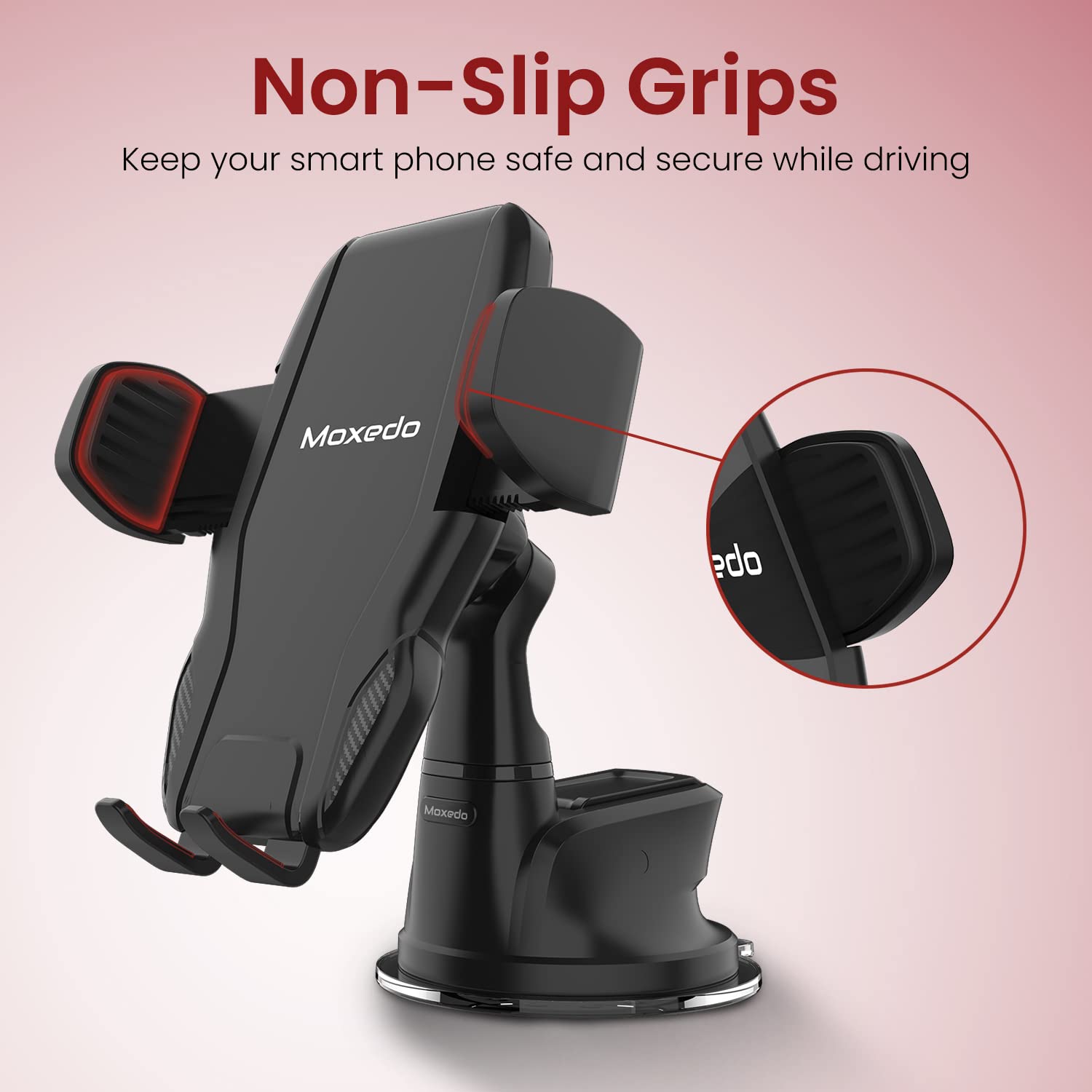 Moxedo Magnetic Car Mount Phone Holder for Car Dashboard/Windshield Suction Base Adjustable 360 Degree Rotation