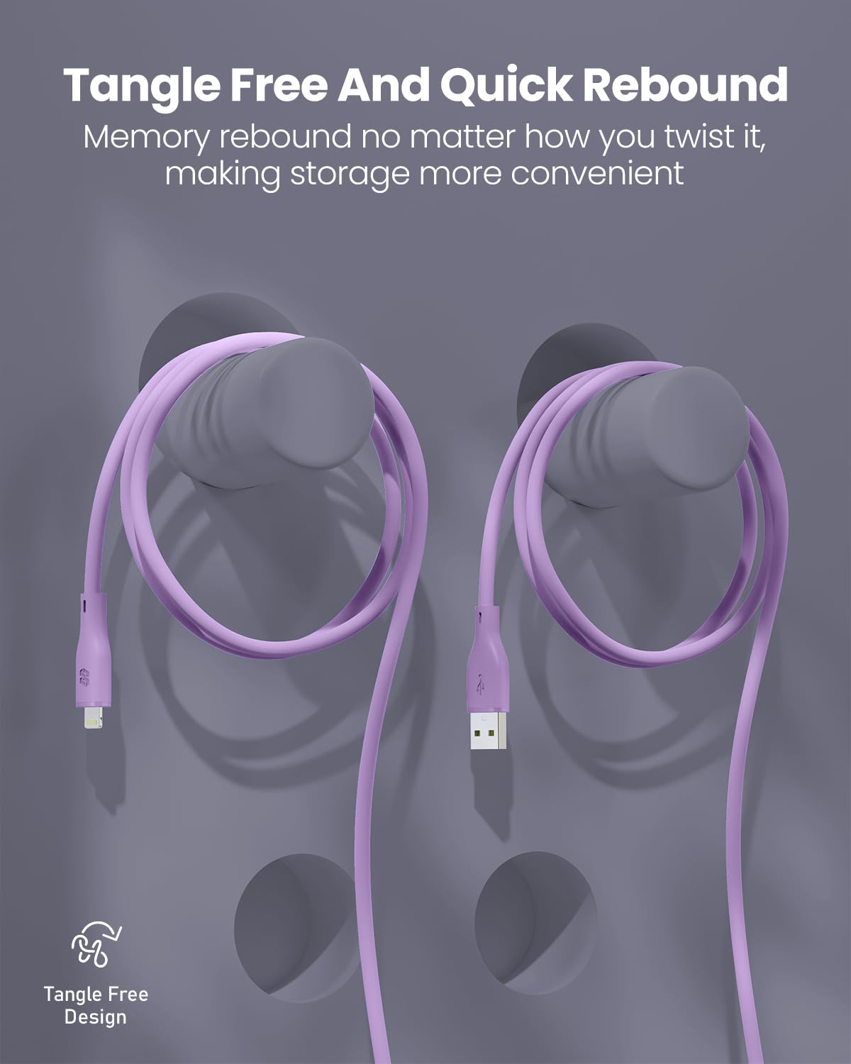 Moxedo CavoX Pro USB-A to Lightning Silicone Cable 2.4A Fast Charge and Data Sync 1.2m (Purple)