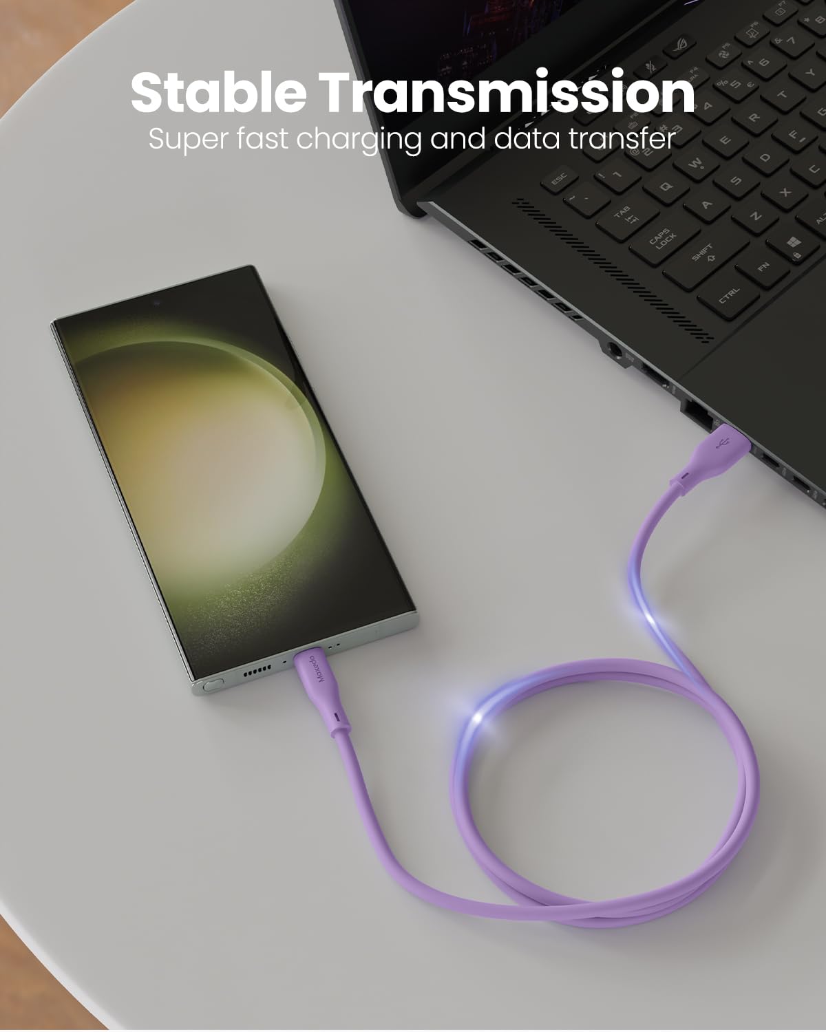 Moxedo CavoX Pro USB-A to USB-C Silicone Cable 3.0A Fast Charge and Data Sync 1.2m (Purple)