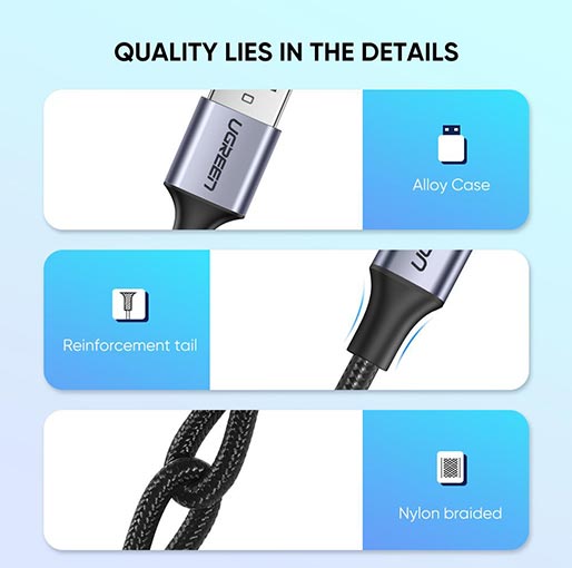 كابل شحن سريع من USB 2.0 إلى USB C من Ugreen 