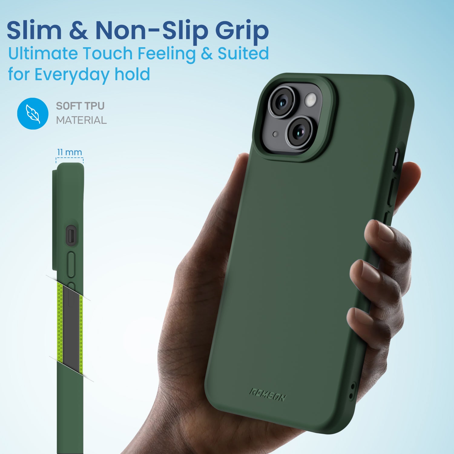 Remson Mag-X Magnetic Hybrid Protective Silicone Case Military Grade Protection Compatible For iPhone 14 - Green