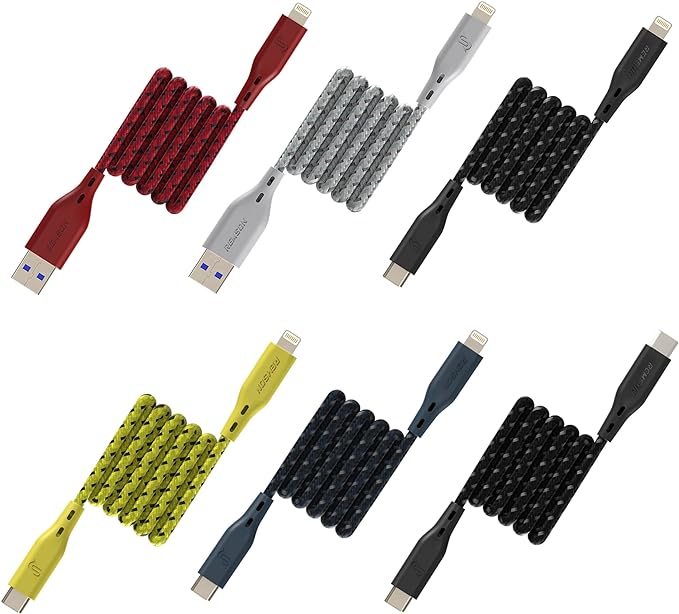 【Apple MFi Certified】Remson Rapid-Link 6 Pack Nylon Braided USB-C to Lightning, USB-A to Lightning, USB-C to USB-C Cable Fast Charge & Data Sync