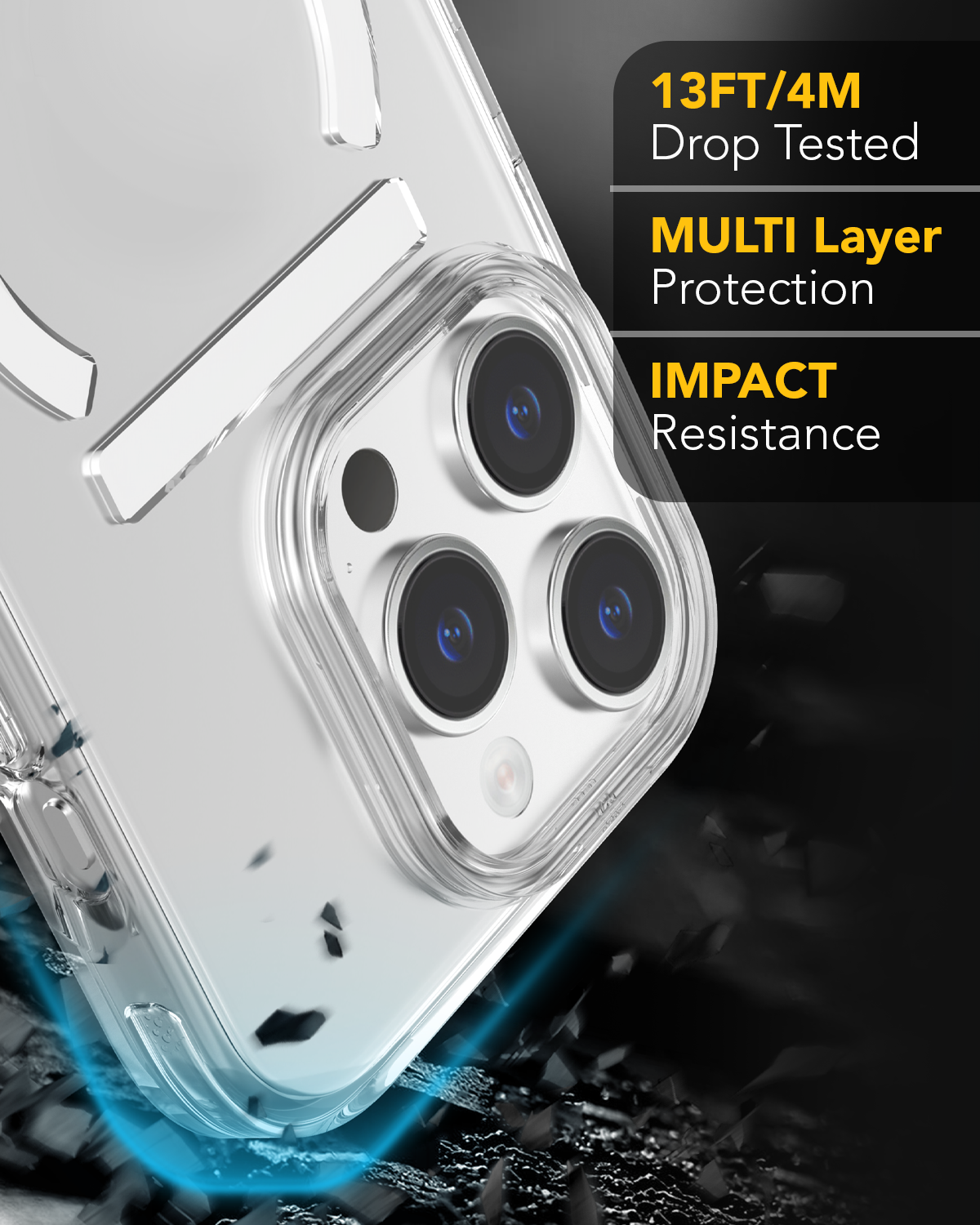 Remson Mag-X Magnetic Hybrid Protective Clear Case Military Grade Protection Compatible for iPhone 15 Pro Max 6.7 inches - Clear