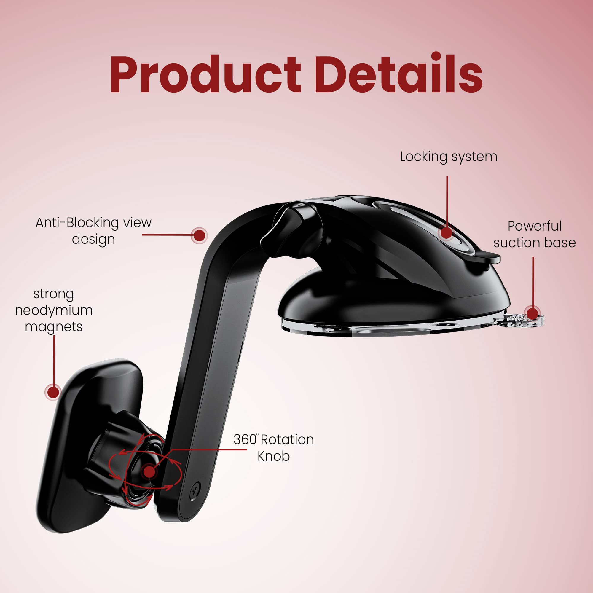 Moxedo Phone Holder for Car, Magnetic Car Phone Mount Dashboard Windshield Car Phone Holder
