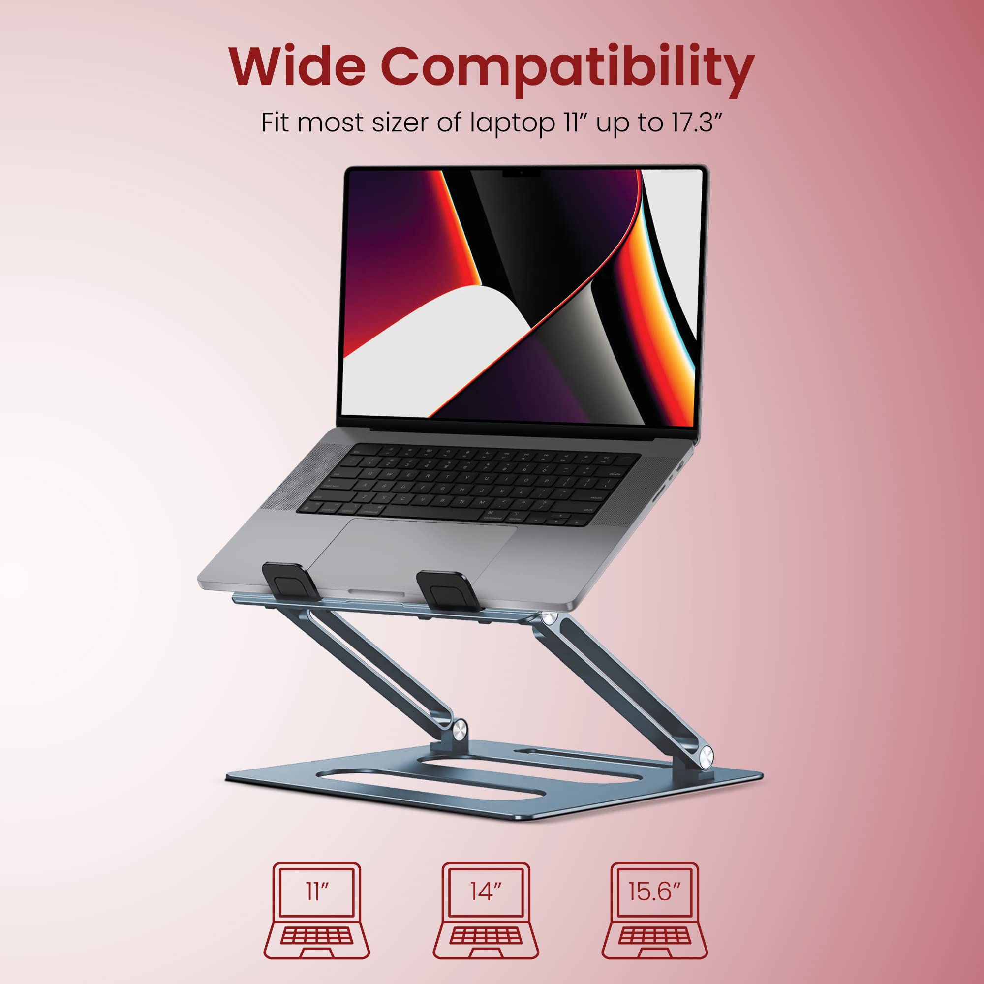 Moxedo Foldable Aluminum Laptop Stand With Phone Holder Compatible for MacBook Apple Mac Pro Air Dell Hp and More Laptops 11 Up to 15 inch