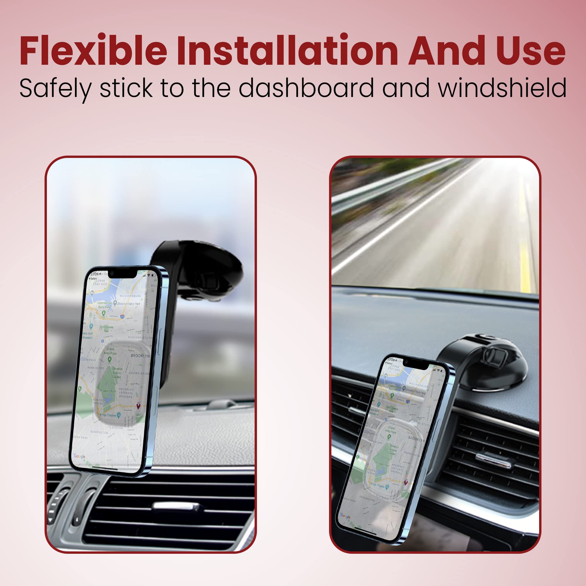 Moxedo Phone Holder for Car, Magnetic Car Phone Mount Dashboard Windshield Car Phone Holder