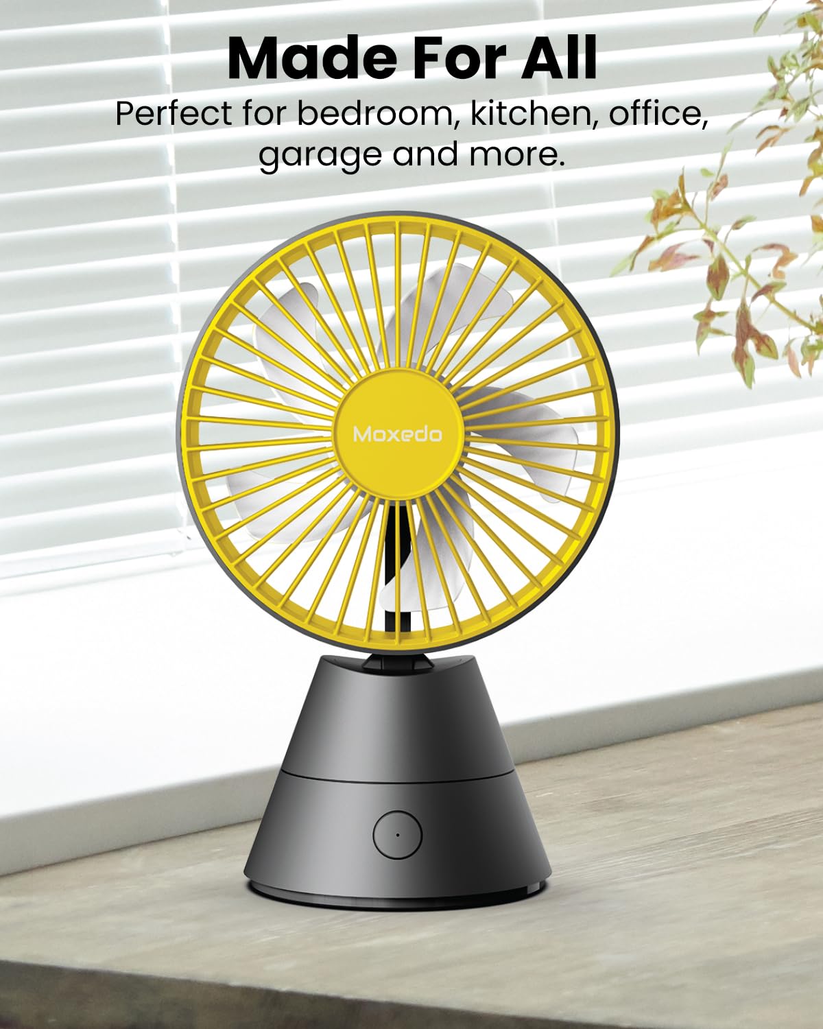 Moxedo Mini Portable Fan Desktop,5 Blades Strong Wind, 3 Adjustable Speed Auto Rotation,USB Rechargeable Battery with Solid Fragrance Pad - Black