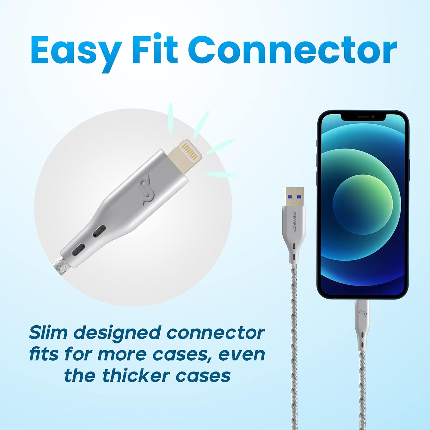 【Apple MFi Certified】Remson Rapid-Link Nylon Braided Cable USB-A to Lightning Cable PD Fast Charge & Data Sync Compatible with iPhone 13 Pro/13 Pro Max/ 12/12 Pro Max/SE/XS Max (White, 1.2 Meter)