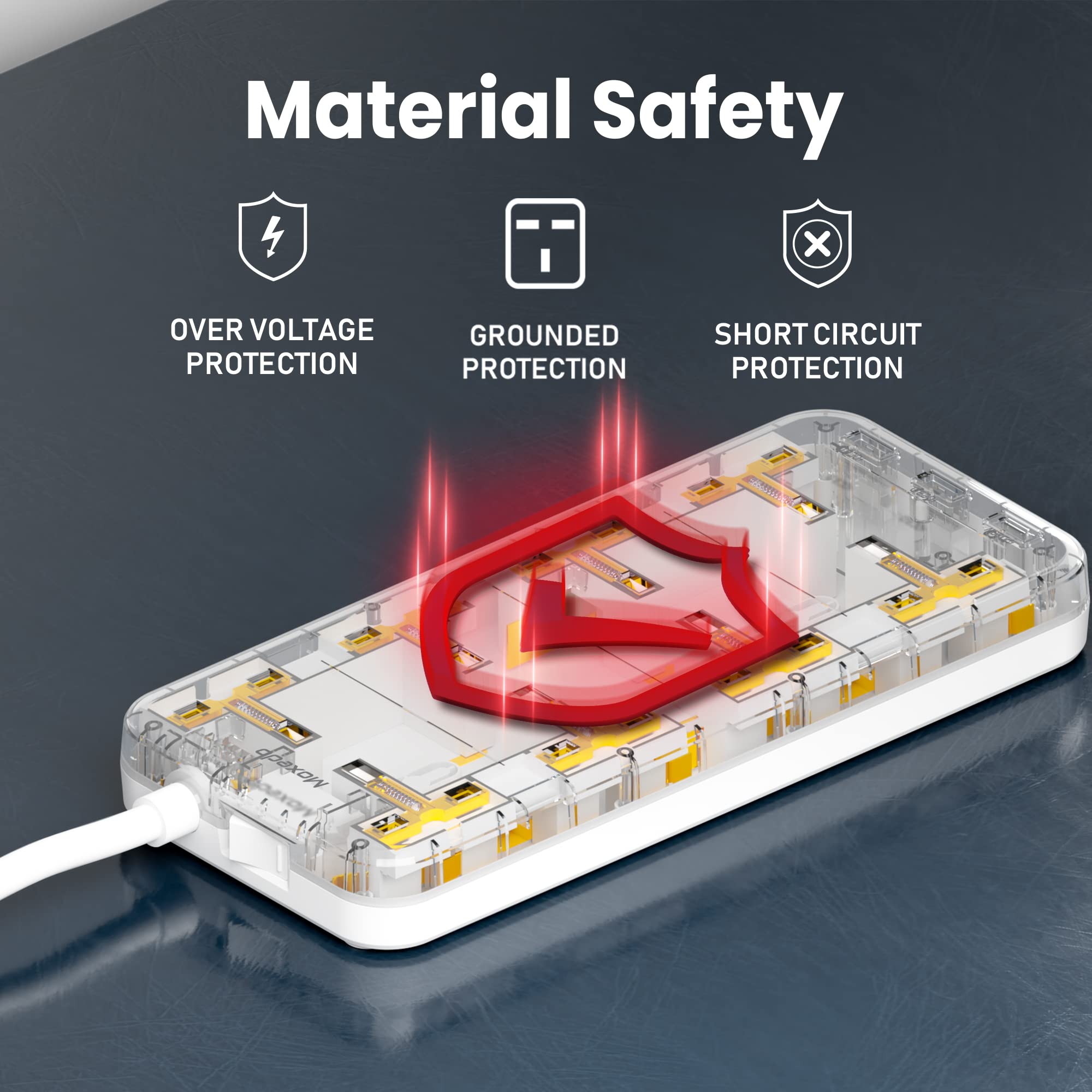 Moxedo 20W Power Strip Surge Protector 11 Way 1 USB-C PD Ports + 2 USB-A Ports + 8 AC Outlets with 2M Cable Length