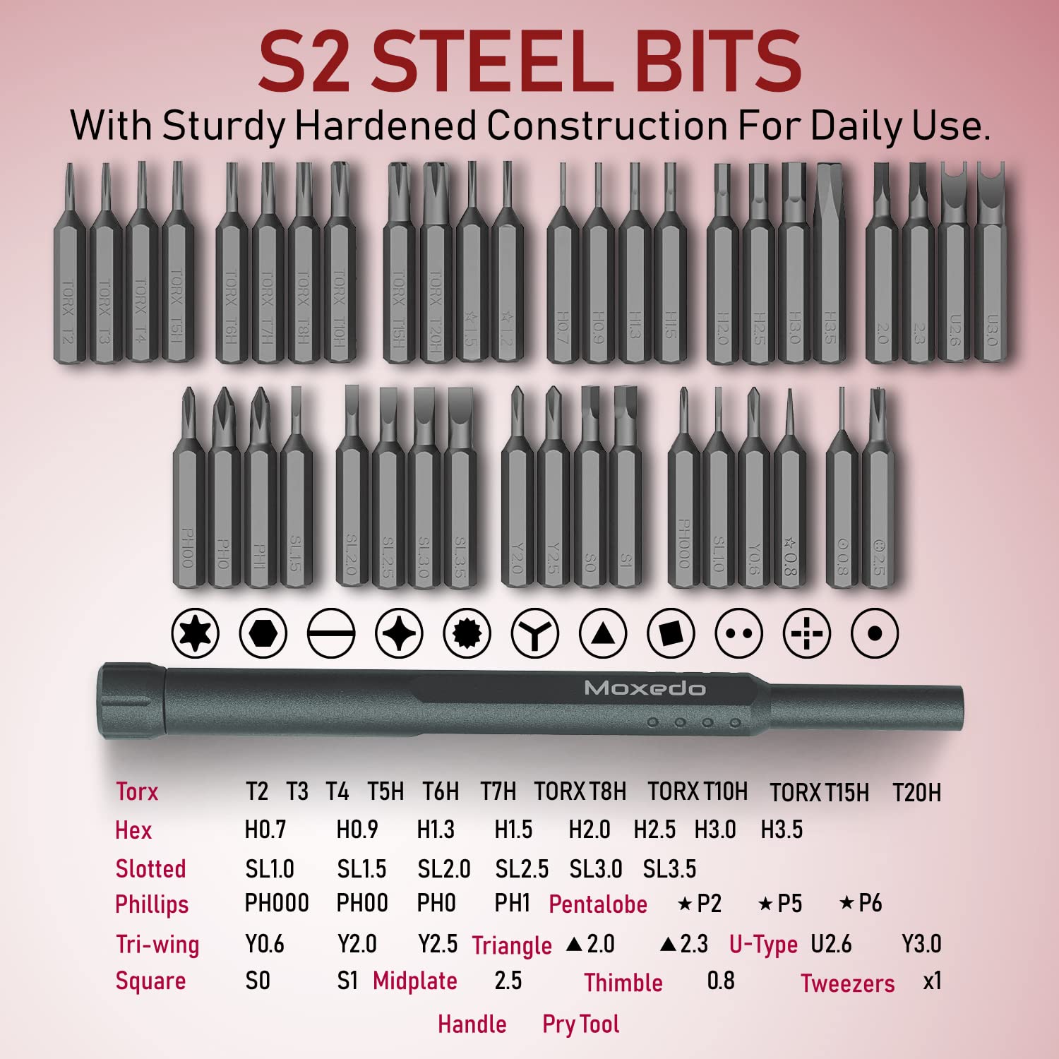 Moxedo 44 in 1 Precision Screwdriver Set Bits, Magnetic Pocket Repair Tool Kit with Case Aluminum S2 Steel