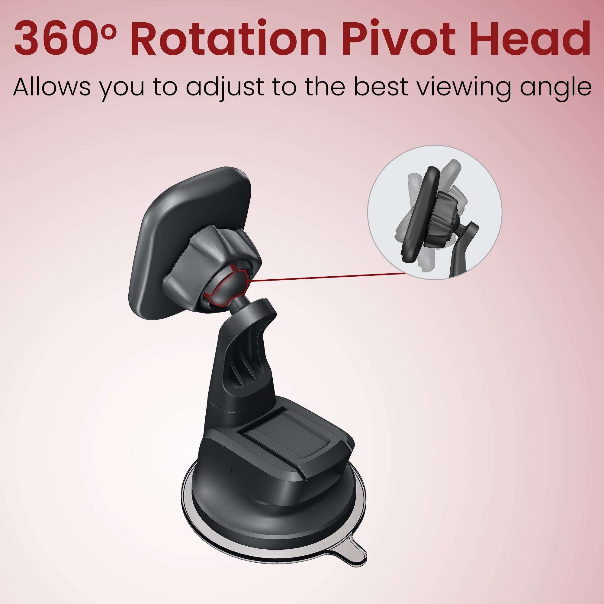 Moxedo Magnetic Car Mount Dashboard Phone Holder Suction Base Adjustable 360 Degree Rotation