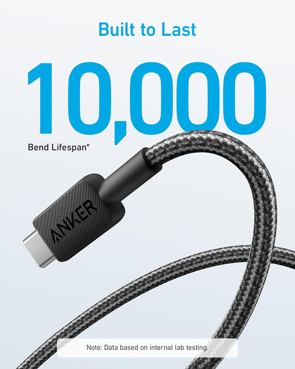 كابل Anker 322 USB-A إلى C (مضفر بطول 6 أقدام) - أسود 