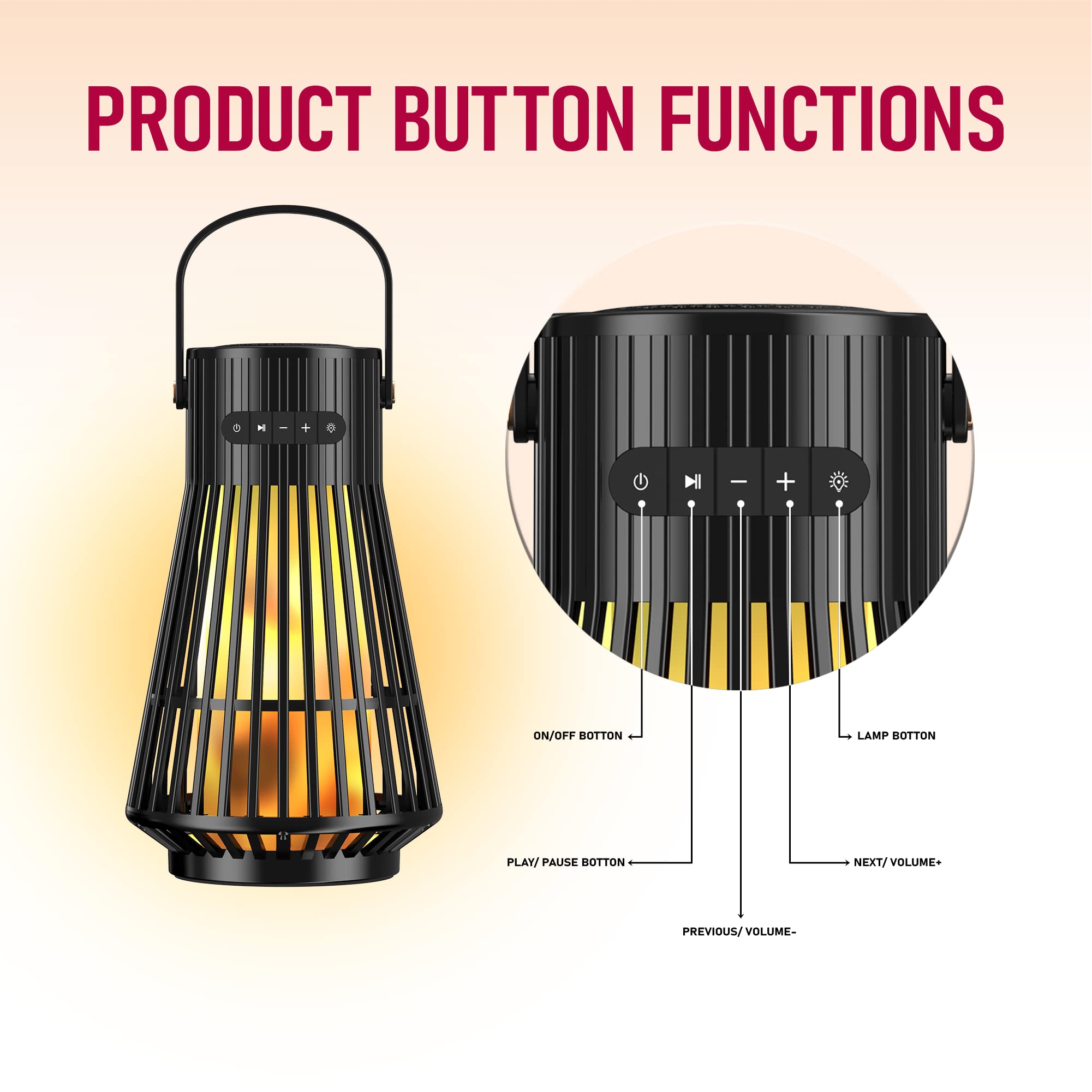 Moxedo LED Flame Torch Wireless Speaker With Pole And Ground Stake