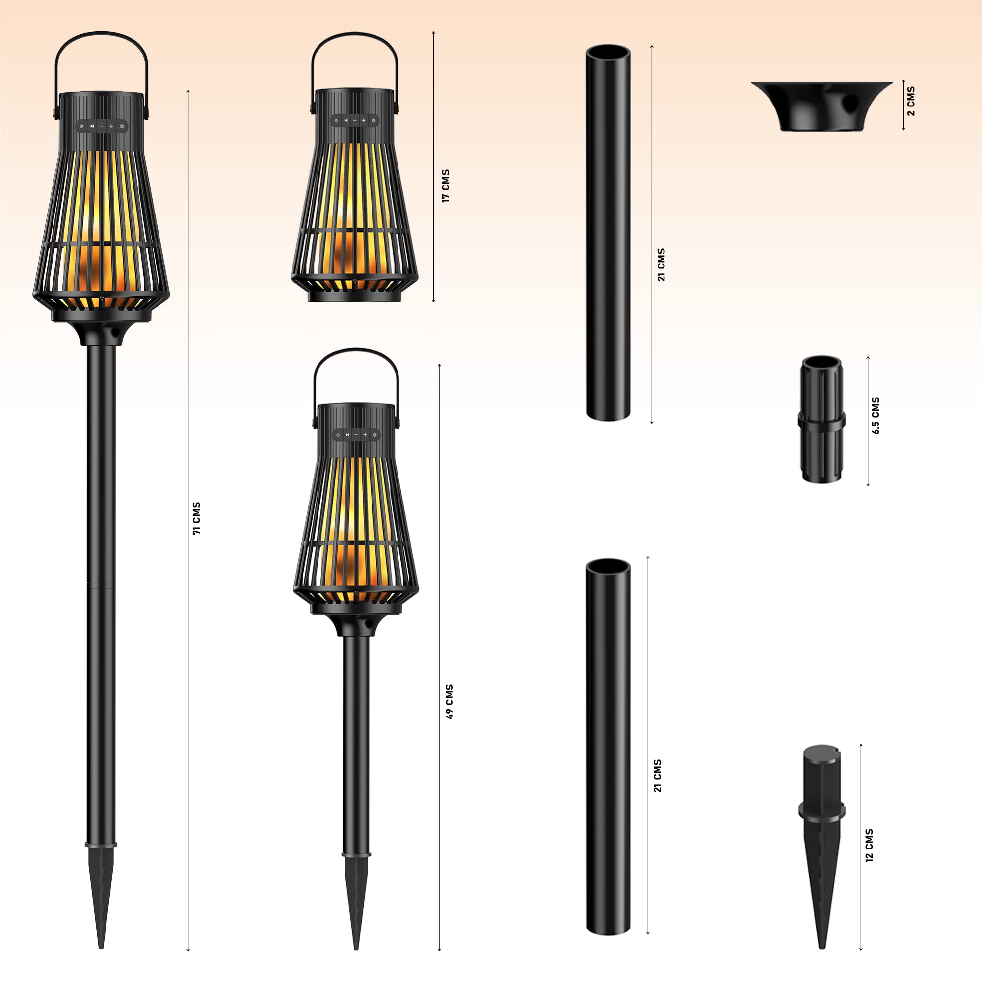 Moxedo LED Flame Torch Wireless Speaker With Pole And Ground Stake