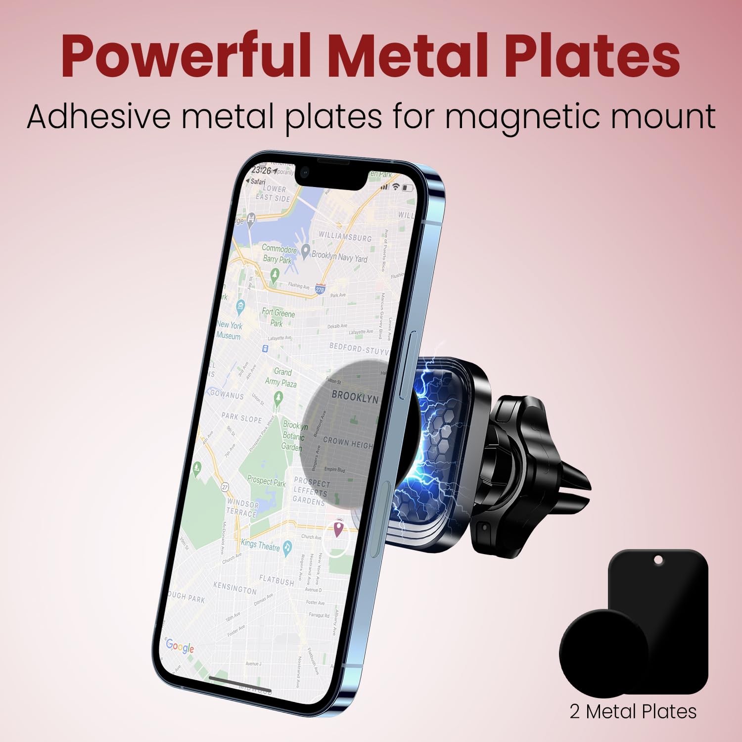 Moxedo 2 in1 Magnetic Car Mount Phone Holder Air Vent and Dashboard Mount 360° Rotation, Interchangeable with Stand for Dash Mount