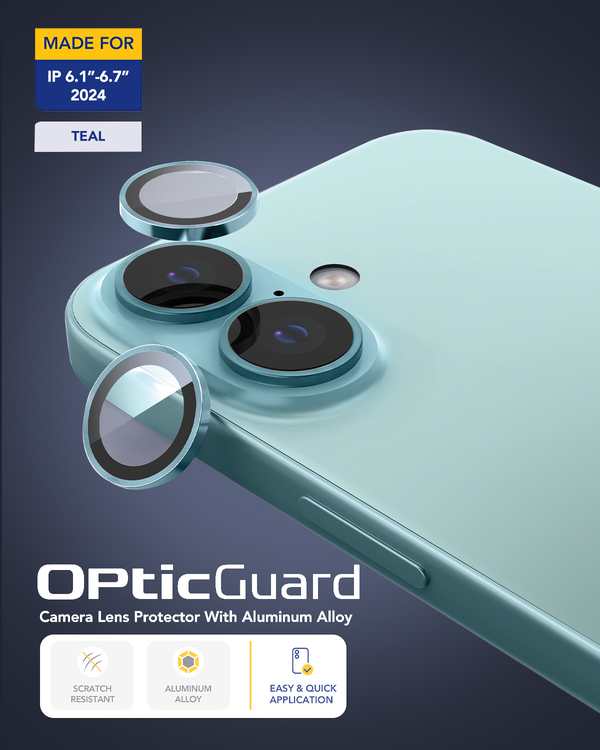 Remson Optic Guard Camera Lens Protector Scratch Resistant Individual Lens Protector with Aluminum Alloy Ring Compatible for iPhone 16 6.1 inch/iPhone 16 Plus 6.7 inch 2024 (Teal)