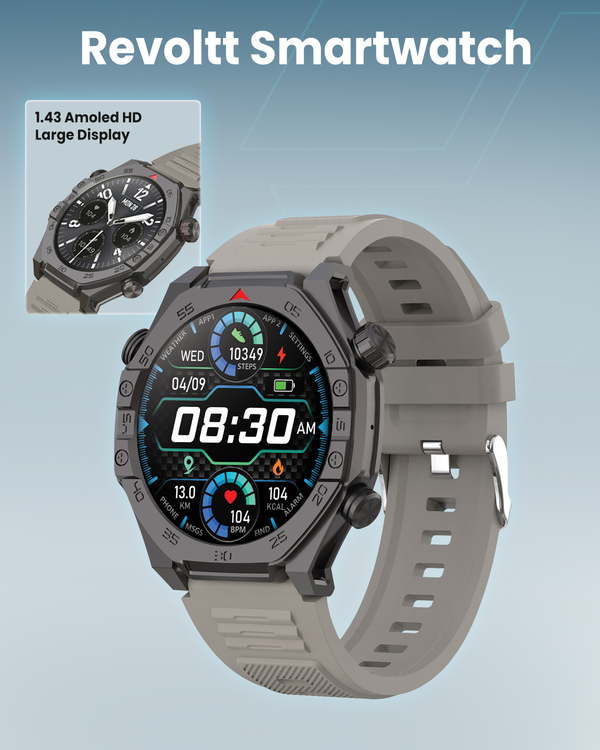 Moxedo Revolt Smartwatch  Power, Performance, and Precision for Men - Titanium