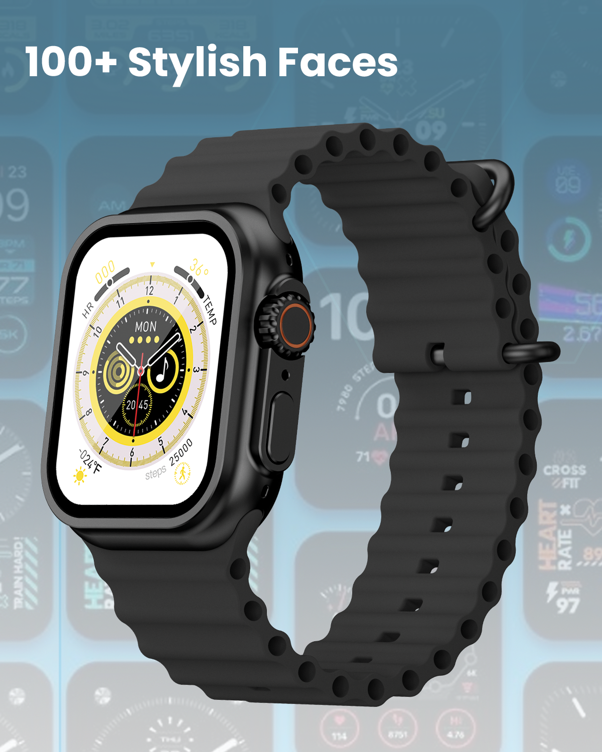 Moxedo Lexor Smart Watch for Android & iOS with 1.71" Super HD AMOLED Display Wireless Charging, Bluetooth Calling, Chat GPT, 100+ Sports Modes, Fitness & Health Tracker, IP67 Waterproof (Black)