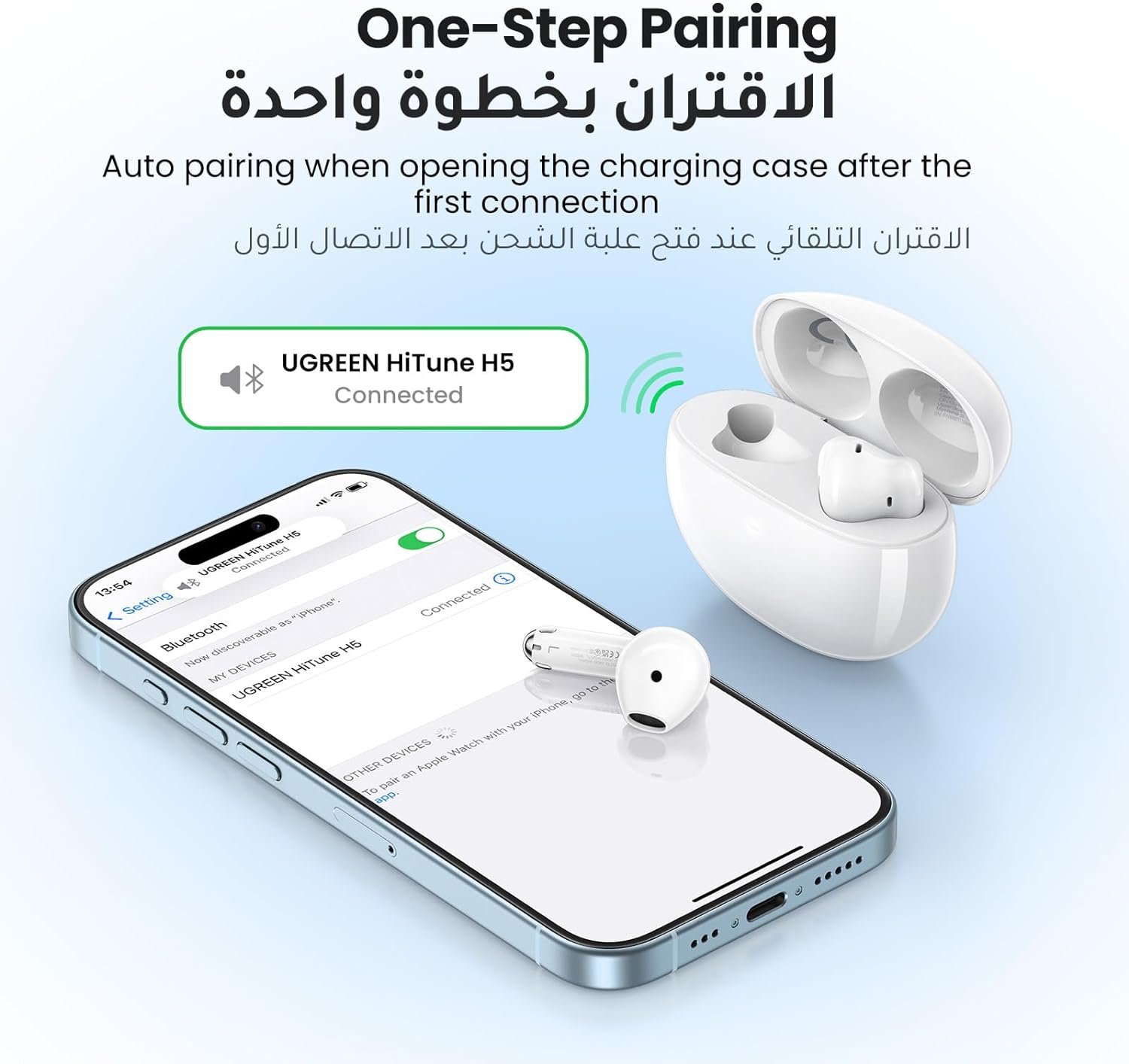 UGREEN Wireless Earbuds Bluetooth 5.3, HiTune H5 Headphone Semi-in-ear Earphone