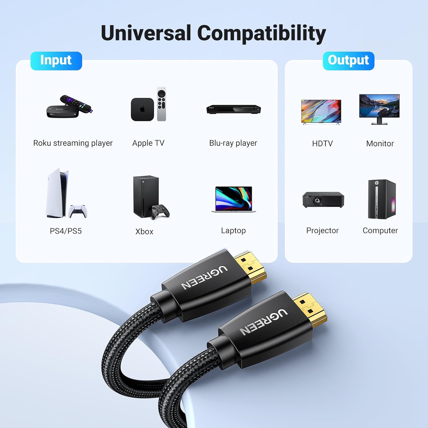 كابل HDMI - HDMI 4K 2.0 من UGREEN HD118 (أسود) 