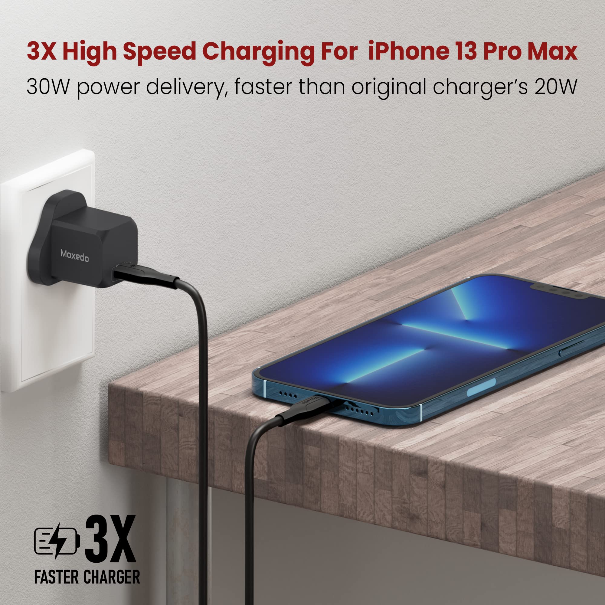 Moxedo 30W PD 3.0 GaN Charger PPS QC 3.0 USB-C - Black