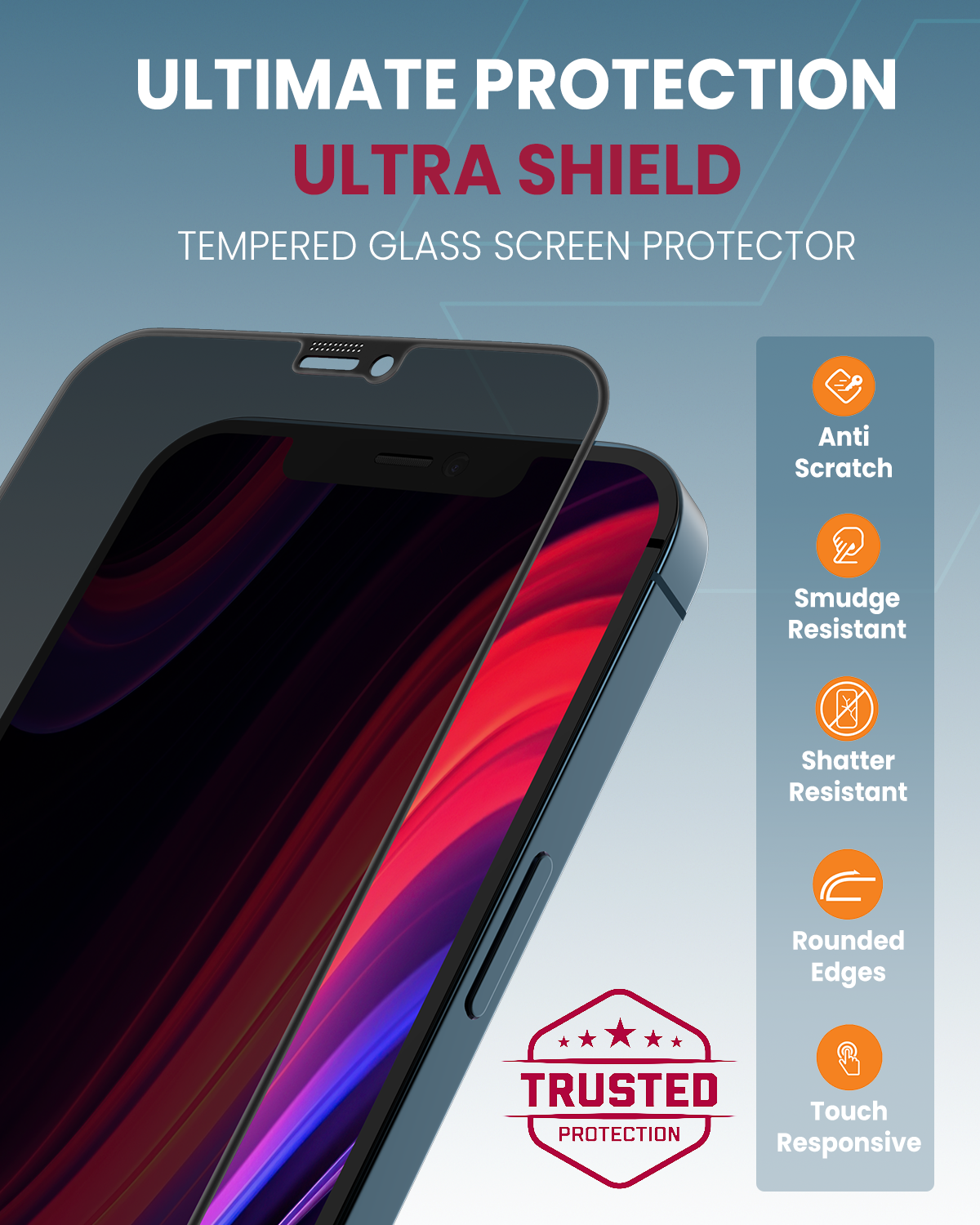 Moxedo Ultra Shield Tempered Glass Screen Protector Privacy 9H Hardness Full Coverage Anti-Spy Protection with Auto-Align Easy Applicator for iPhone 12 Pro Max 6.7 inch