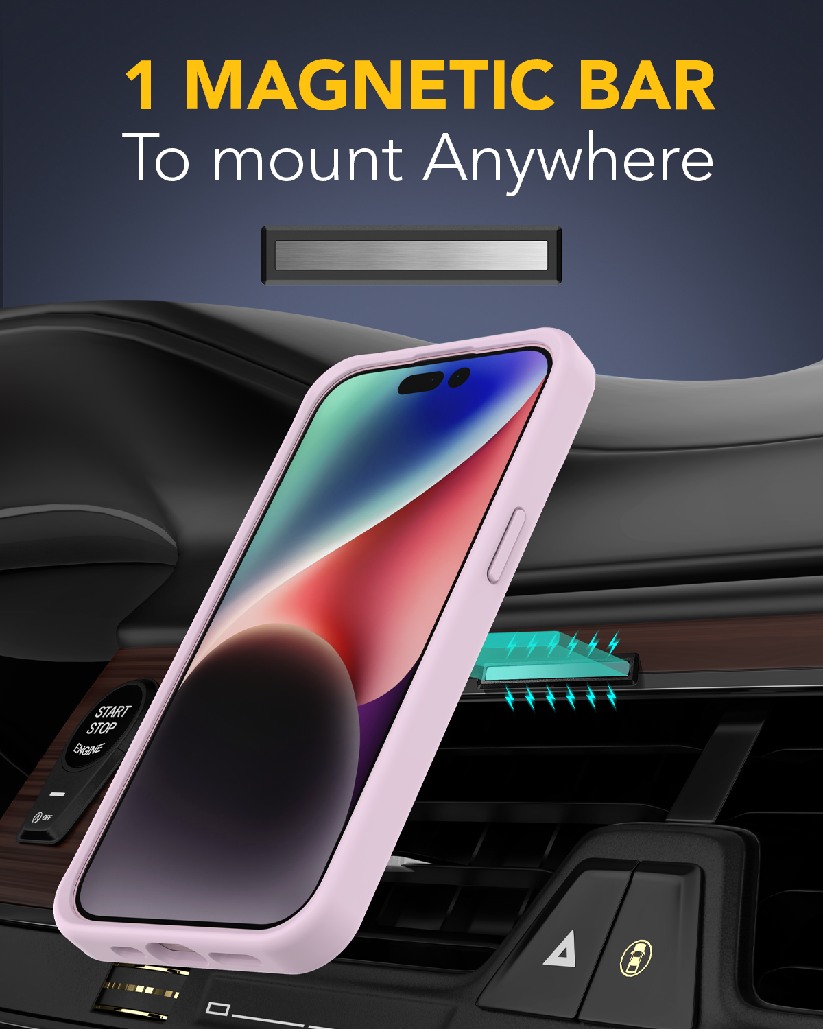 جراب Remson Mag-X المغناطيسي الهجين الواقي المصنوع من السيليكون، حماية عسكرية متوافقة مع iPhone 15 6.1 بوصة - وردي 