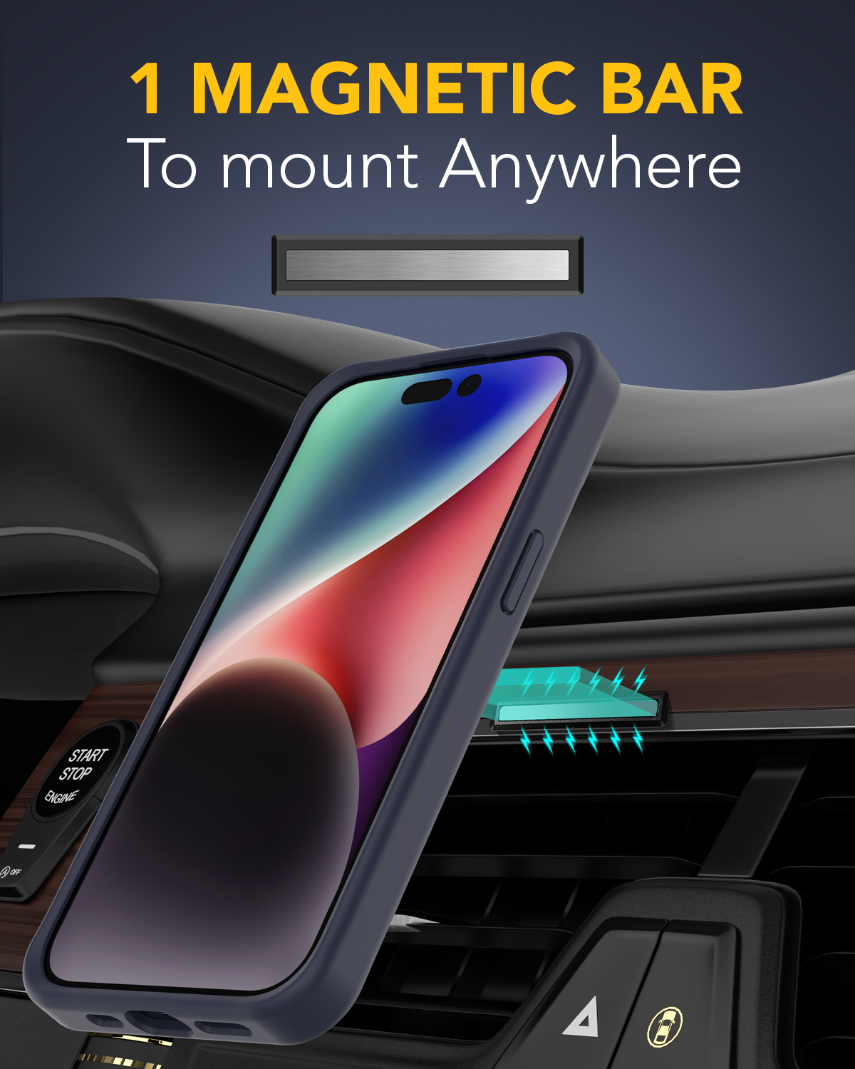 جراب Remson Mag-X المغناطيسي الهجين الواقي المصنوع من السيليكون، حماية عسكرية متوافقة مع iPhone 15 6.1 بوصة - أزرق داكن 