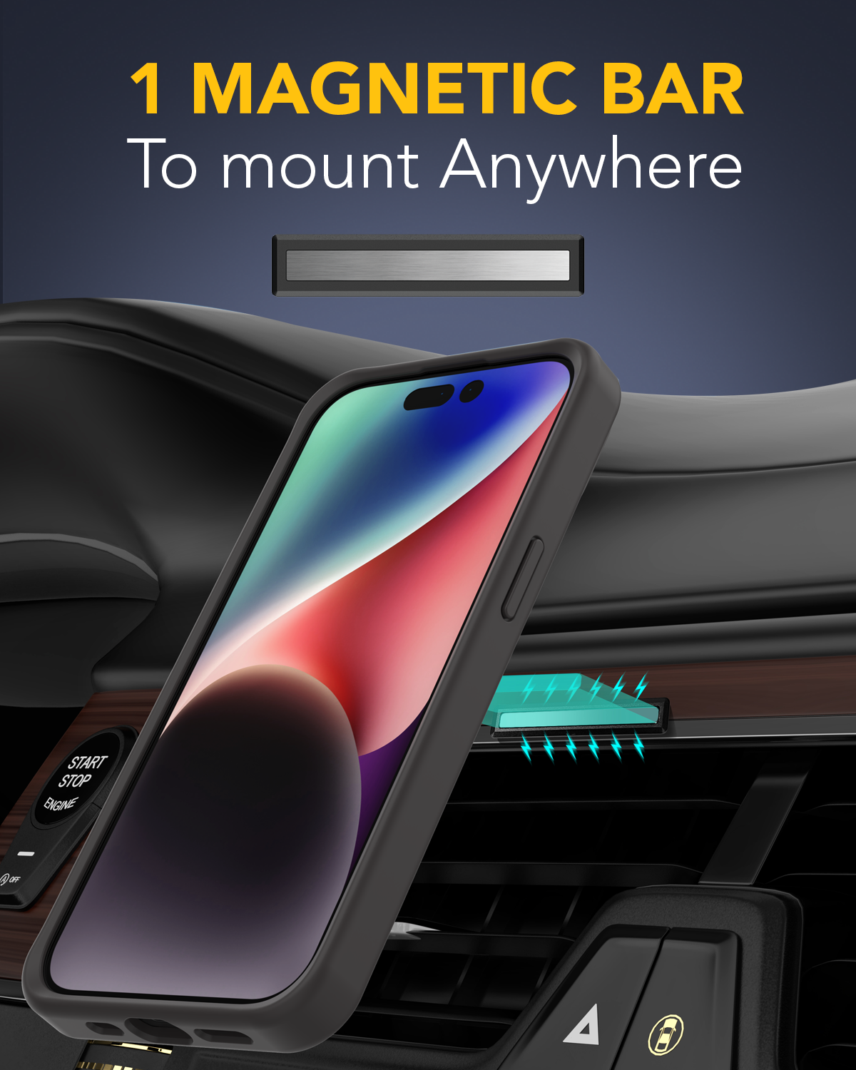 جراب Remson Mag-X المغناطيسي الهجين الواقي المصنوع من السيليكون بدرجة عسكرية متوافق مع iPhone 15 Pro Max مقاس 6.7 بوصات - أسود 