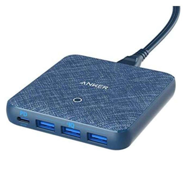 Anker PowerPort Atom III Slim 4-Ports (65W) Fast Charger - Fabric Blue